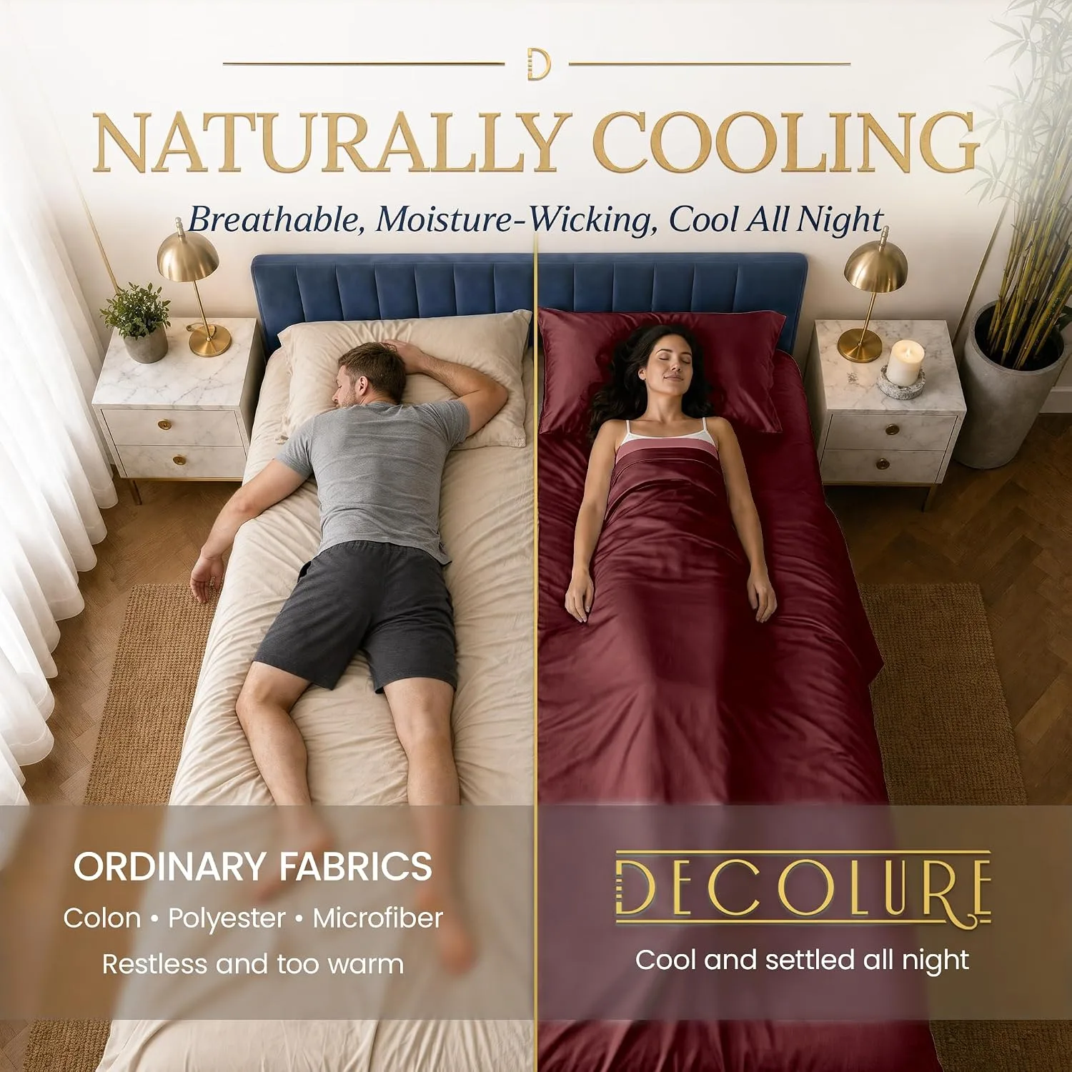 DECOLURE 100% Viscose from Bamboo Sheets Twin Size | 3 Pc Cooling Bed Set