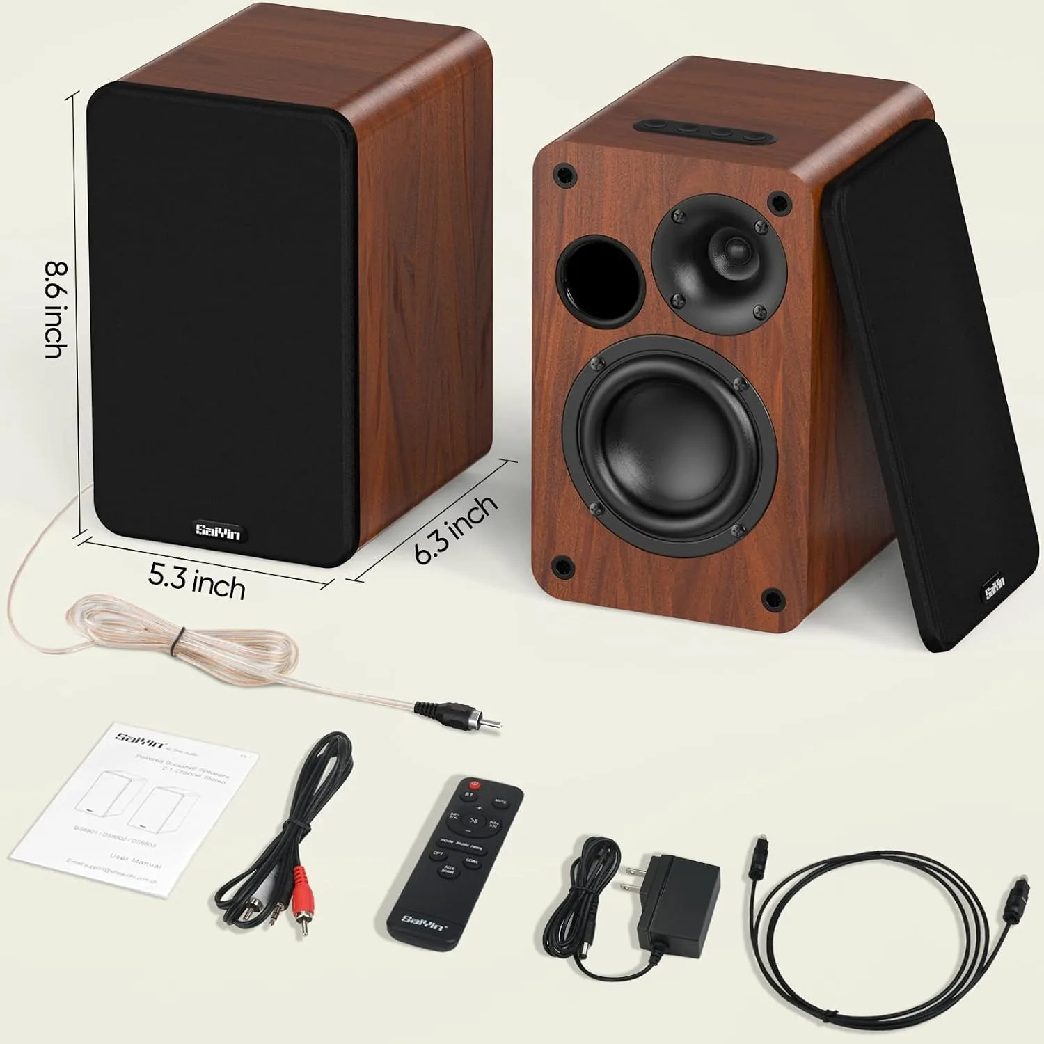 Saiyin Powered Bluetooth Bookshelf Speakers