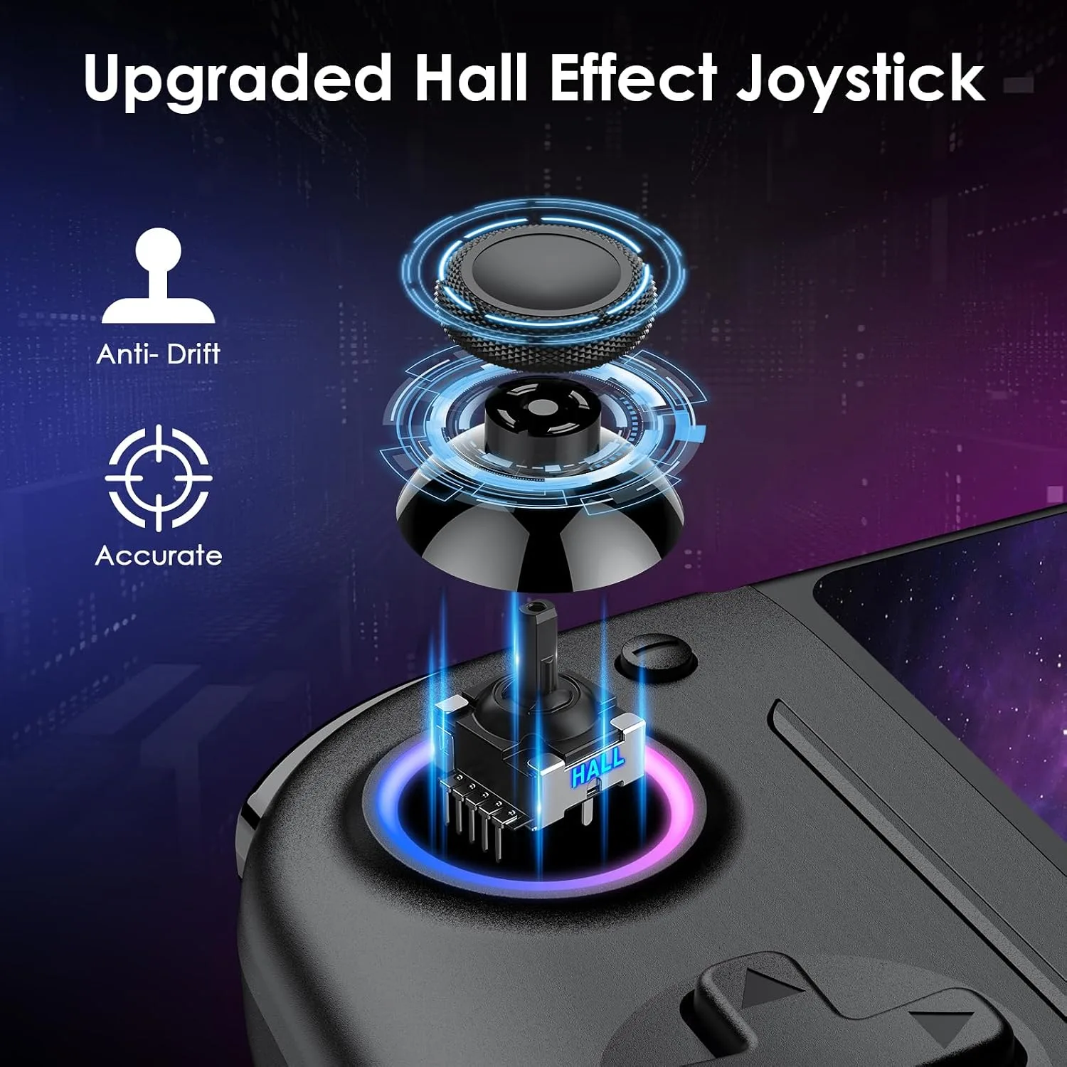 Moonag Switch Controllers Compatible with Nintendo Switch/OLED, Hall Effect One-Piece Controllers with 6-Axis Gyro, Motion Control, Wake-up, Dual Vibration, Turbo, 1000mAh Battery, Black