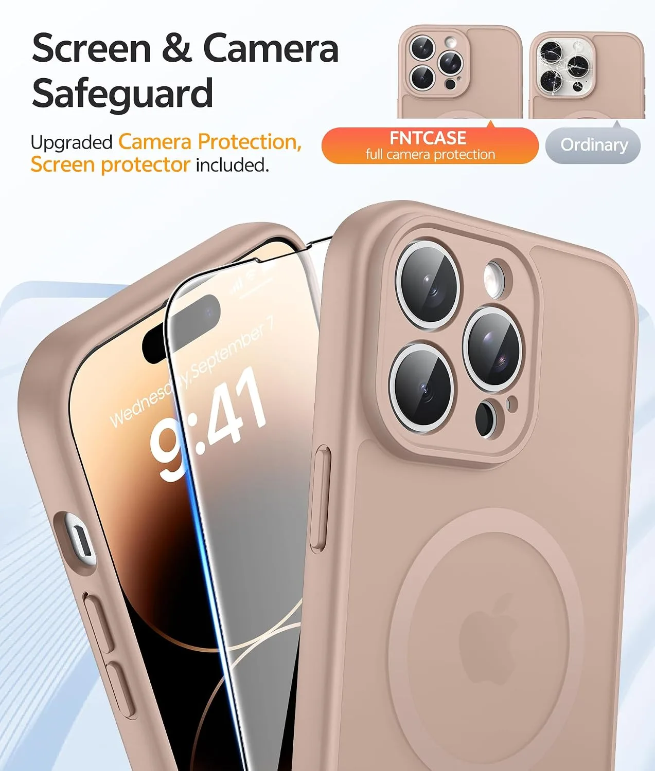 FNTCASE for iPhone 14 Pro Max Case, Fit for Magsafe, Desert Gold