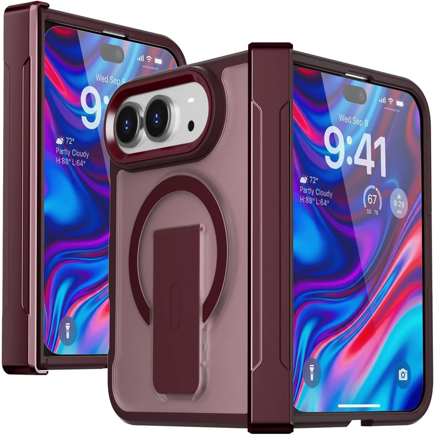 AICase for iPhone Duo Case,Fold Translucent with Hinge Protection+Ring