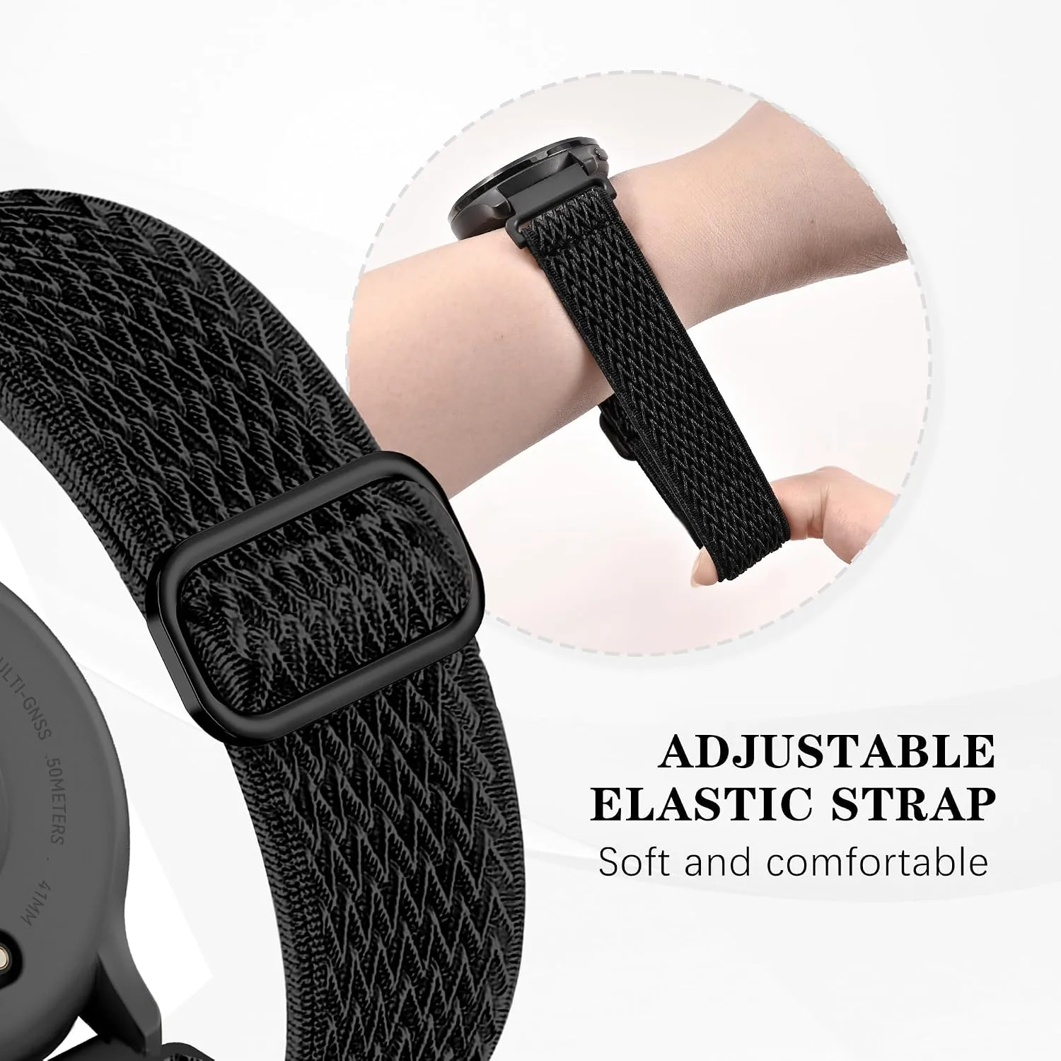 3 Pack ID208 Plus Smart Watch Bands for Fitpolo/Quican/Aeac/Tensky ID208 Plus Smartwatch, 22mm Elastic Nylon Replacement Wristband Adjustable Straps for man woman
