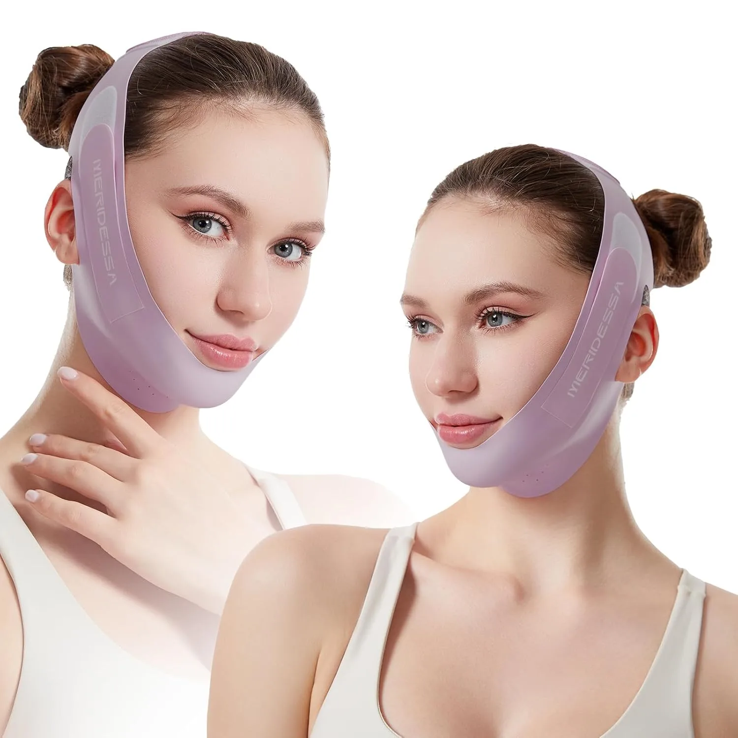 V-Lift Pro V-Line Lifting Face Mask - Anti-Wrinkle & Face Contouring Wearable Band, Double Chin Reducer for Sculpted Jawline, Seamless Design with Breathable Fabric (Purple)