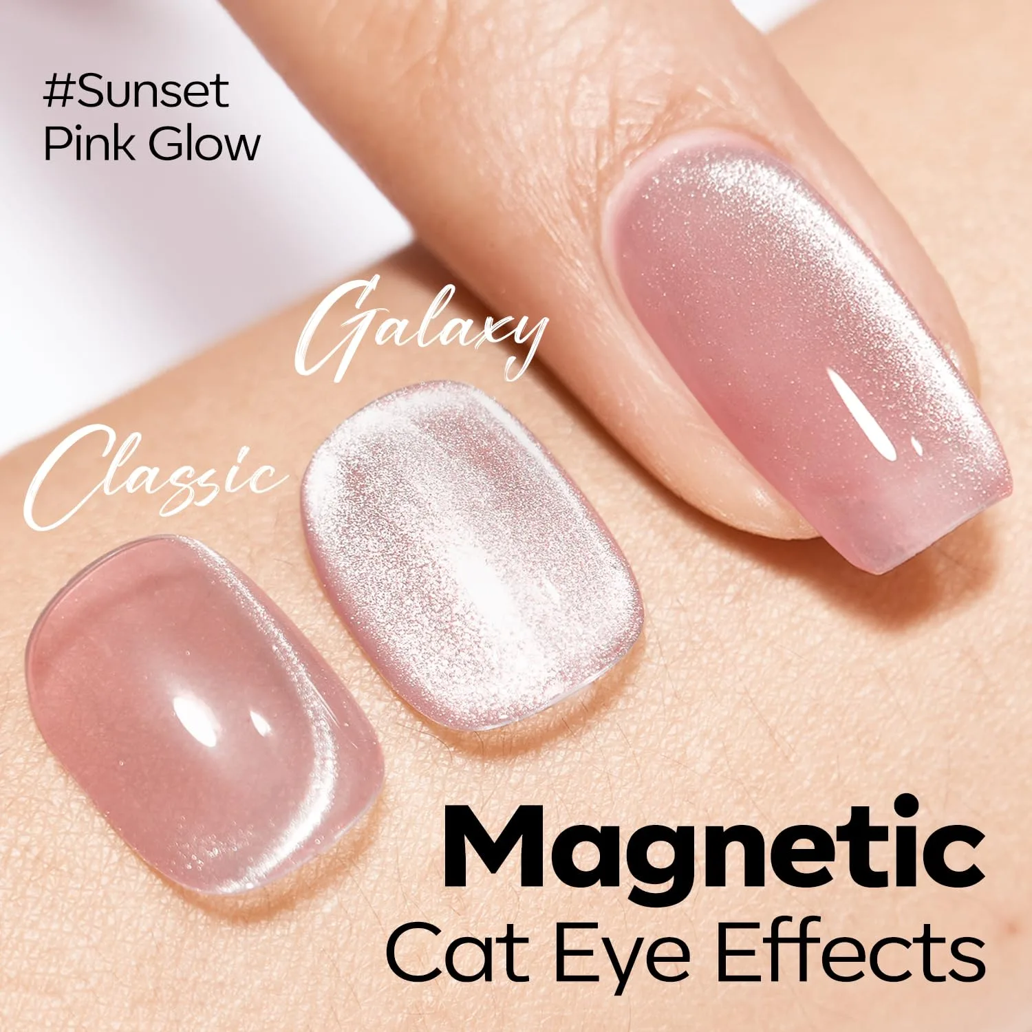 modelones Pink Cat Eye Gel Nail Polish 9D Cateye with Magnet
