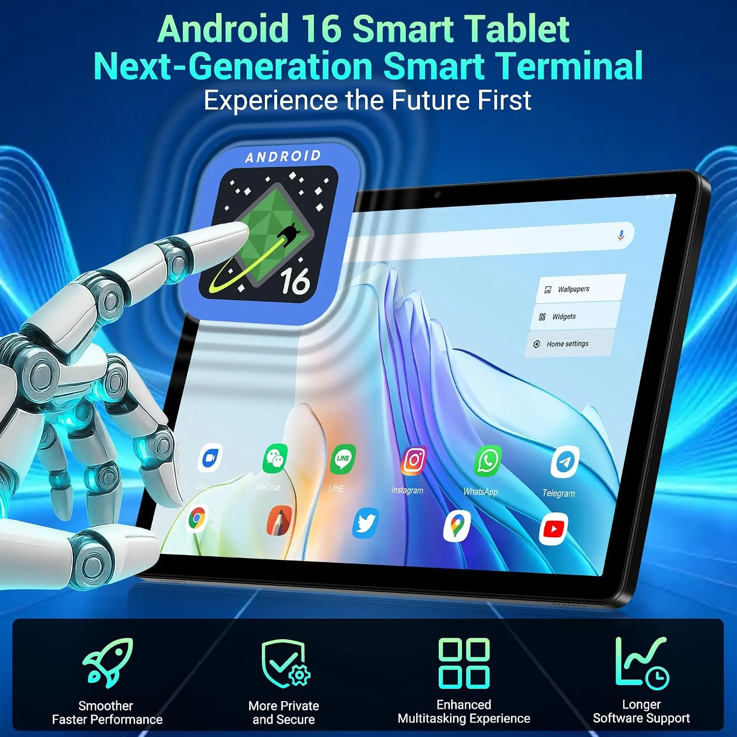 11 Inch Tablet Android 16 Tablet with Gemini AI, 2K FHD Display Tablets, 36GB RAM 256GB ROM, Octa-Core T615, 2-in-1 with Keyboard, 8000mAh,5G WiFi&16MP Camera, Widevine L1 for Stream Black