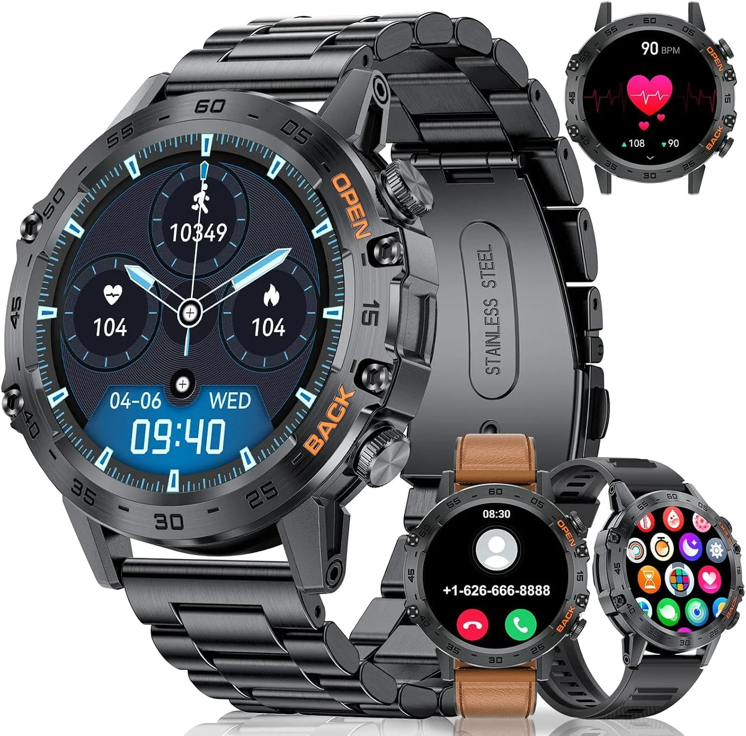 SUNKTA Military Smart Watch for Men(Answer/Dial Calls),1.39''HD Touchscreen,100 Sports Modes, 5ATM Waterproof Fitness Watch,with Blood Pressure/Heart Rate/SpO2 Smart Watch for Android/iOS