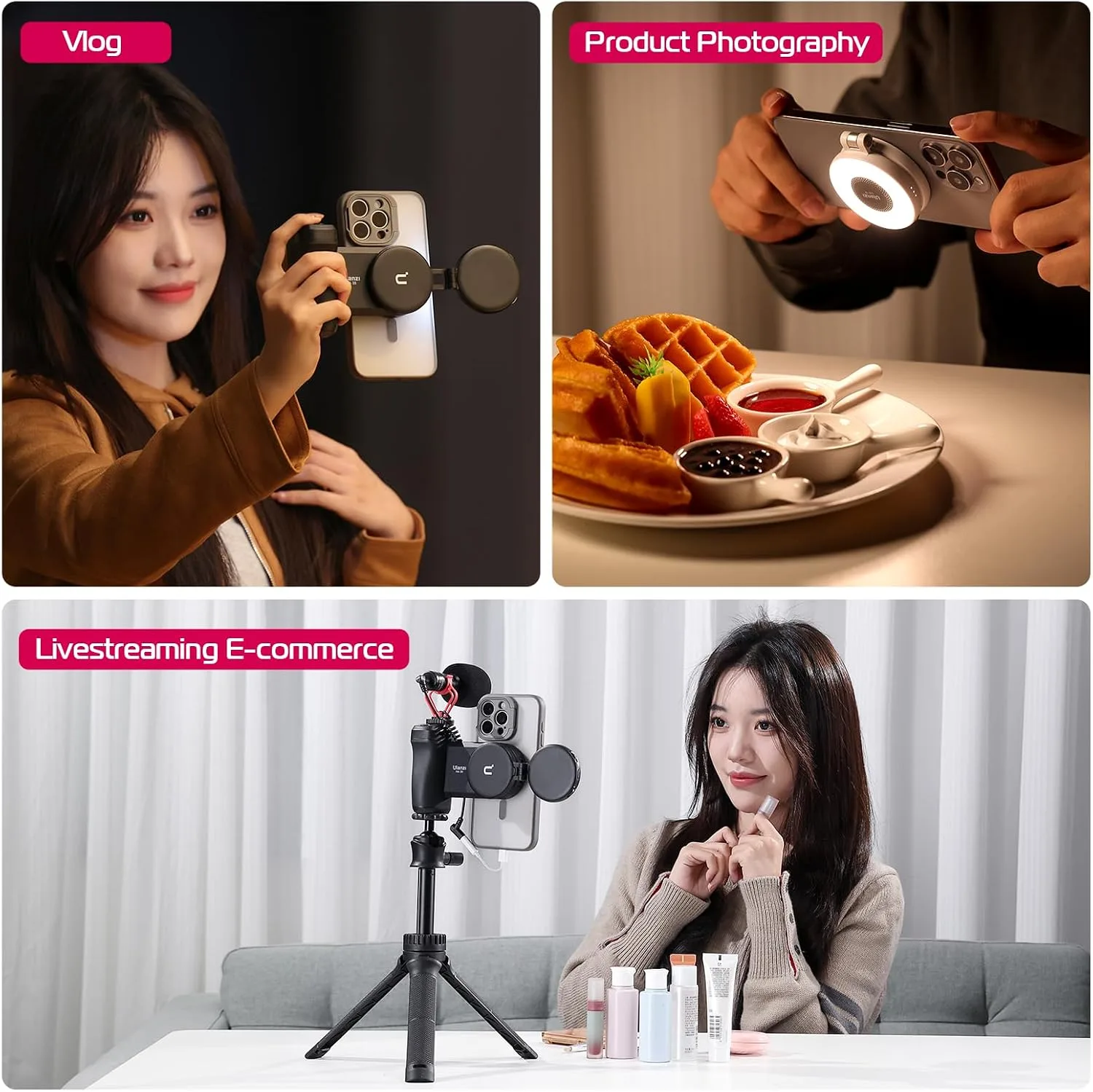 ULANZI LM19 Magnetic Selfie Light, LED Phone Ring Light for iPhone MagSafe, CRI95+ 2500K-8500K Portable Magnetic Phone Fill Lights for Selfies TikTok Video Call Makeup Photography YouTube Vlog - Black