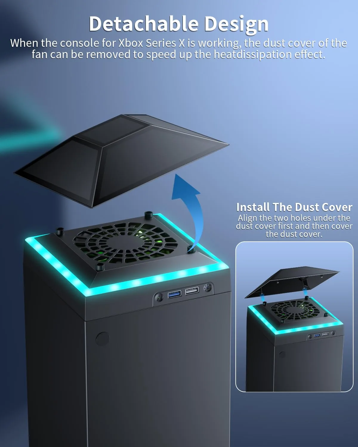 MENEEA Cooling Fan Dust Proof for Xbox Series X Console with Colorful Light