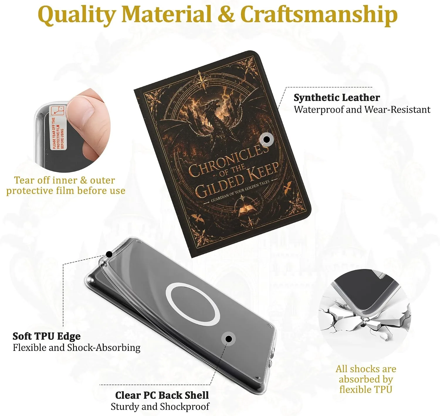 Magnetic Book Cover Case for 7'' Kindle Paperwhite & Colorsoft