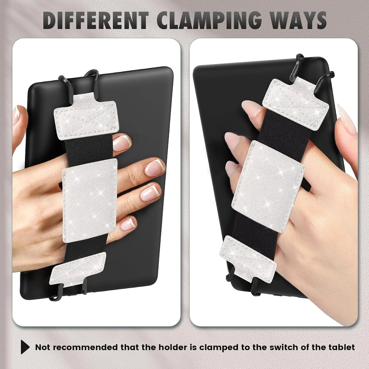MoKo Soft Hand Strap for 6-8" Kindle eReaders Fire Tablet, Glitter White