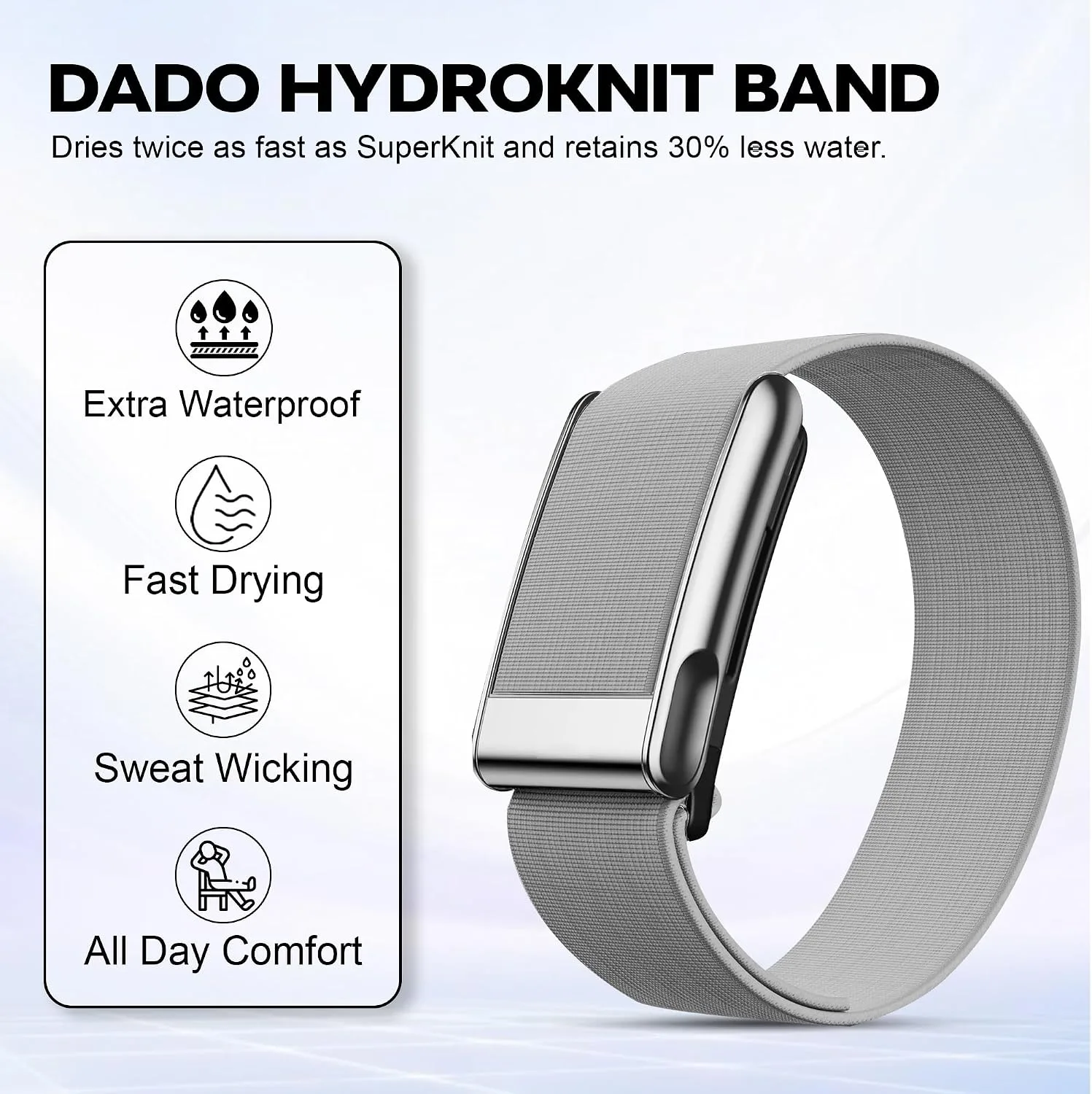 DADO HydroKnit Waterproof Nylon Sport Band Compatible with WHOOP 5.0, One, Peak, and Life | Elastic, Fast-Drying, Water-Resistant, and Comfortable Strap for Active Lifestyles