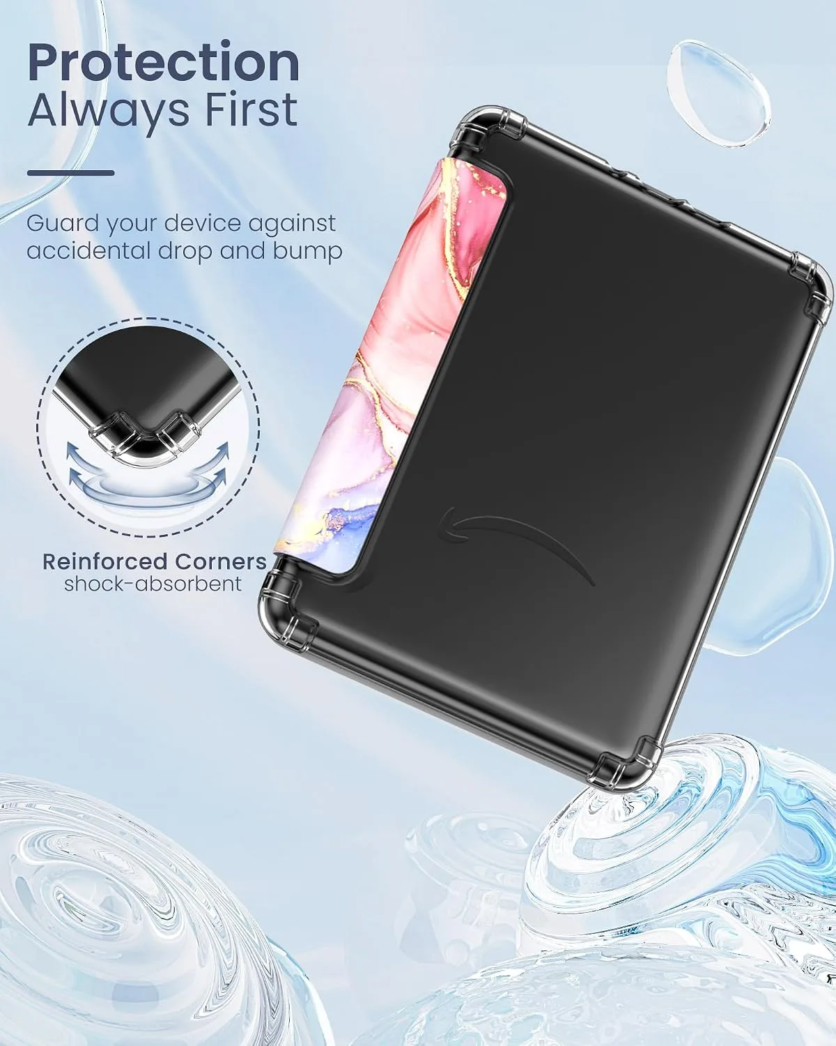 MoKo Case for Kindle Paperwhite 12th Gen & Colorsoft 2024,Pink Gold Marble