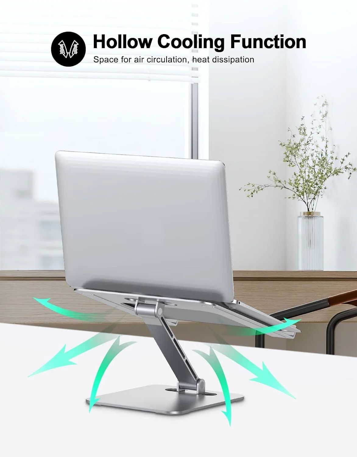 RIWUCT Aluminum Alloy Laptop Stand for Desk, Foldable Laptop Riser Holder