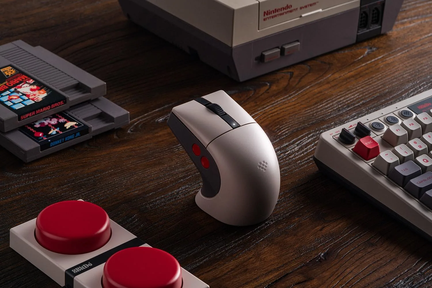 8BitDo Retro R8 Mouse with Charging Dock, PAW 3395 Optical Sensor DPI 26,000, Wireless Mouse with 4K Polling Rate, Programmable Buttons, and Kailh Sword GM X Micro Switches - N Edition