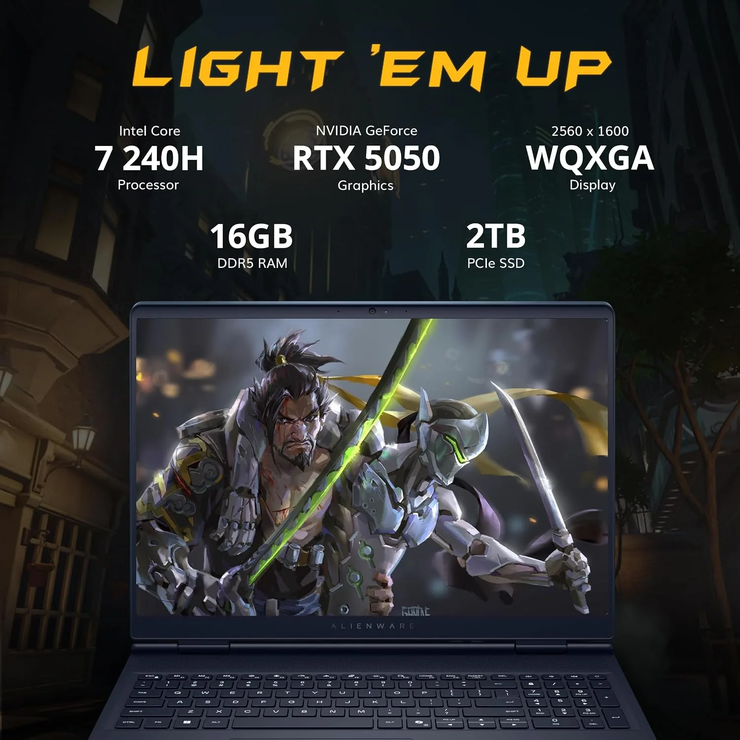 Dell Alienware Aurora 16 16" WQXGA 120Hz Gaming Laptop, Intel Core 7 240H, 16GB DDR5, 3TB Storage(2TB SSD+1TB Docking Station), GeForce RTX 5050 8GB GDDR7, Backlit Keyboard, Win11 Pro, Indigo