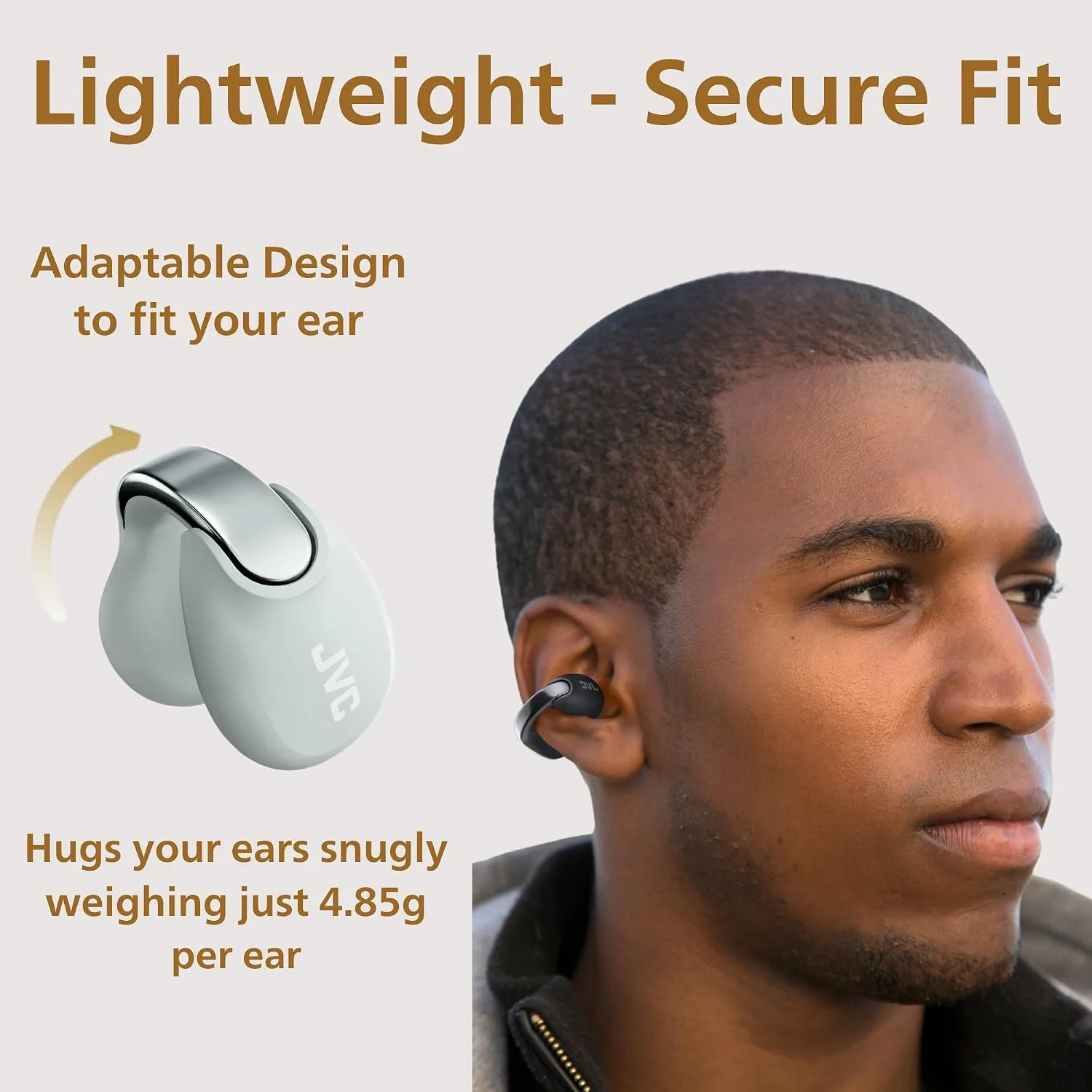 JVC Nearphones HANP1TH Open Ear True Wireless Headphones, Ice Gray