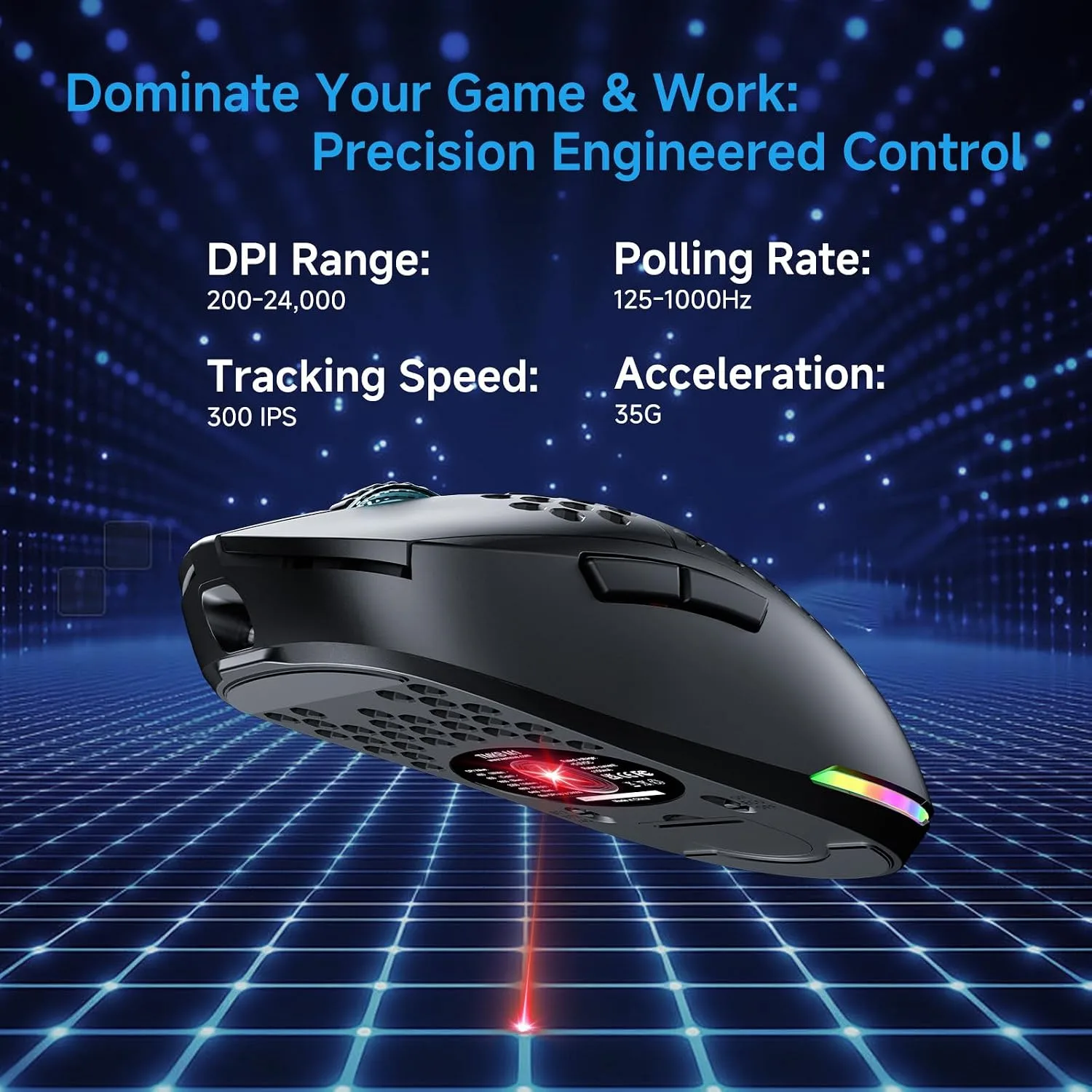 TMKB Falcon M1 Wireless Gaming Mouse, 24000 DPI, 180-Hour Battery, Black