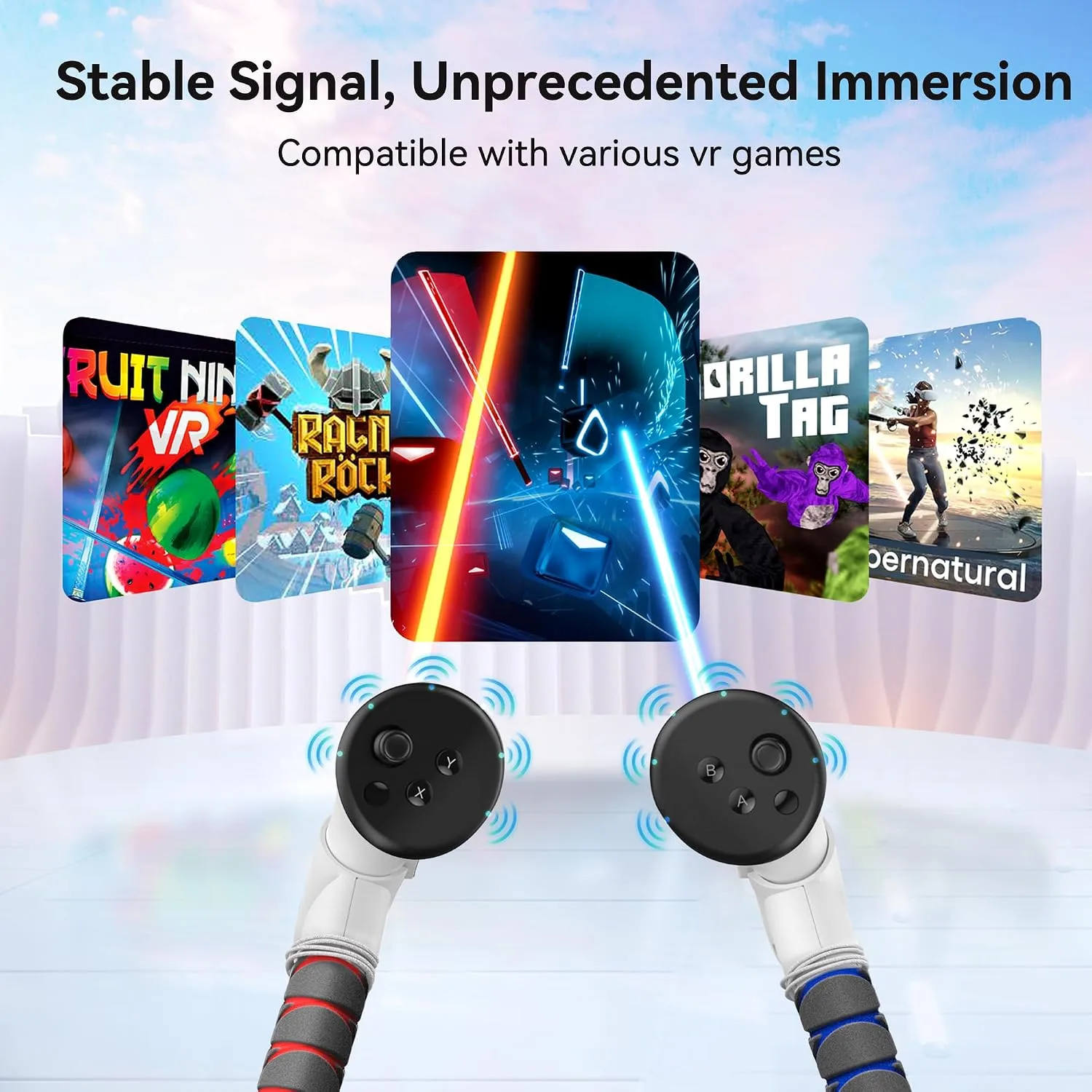 AMVR Upgraded Gorilla Tag Long Arms Controller Extensions Compatible with Meta/Oculus Quest 3S/Quest 3 Accessories, VR Sticks, Beat Saber Handles, Golf Club Attachment, Extension Grips, for VR Game