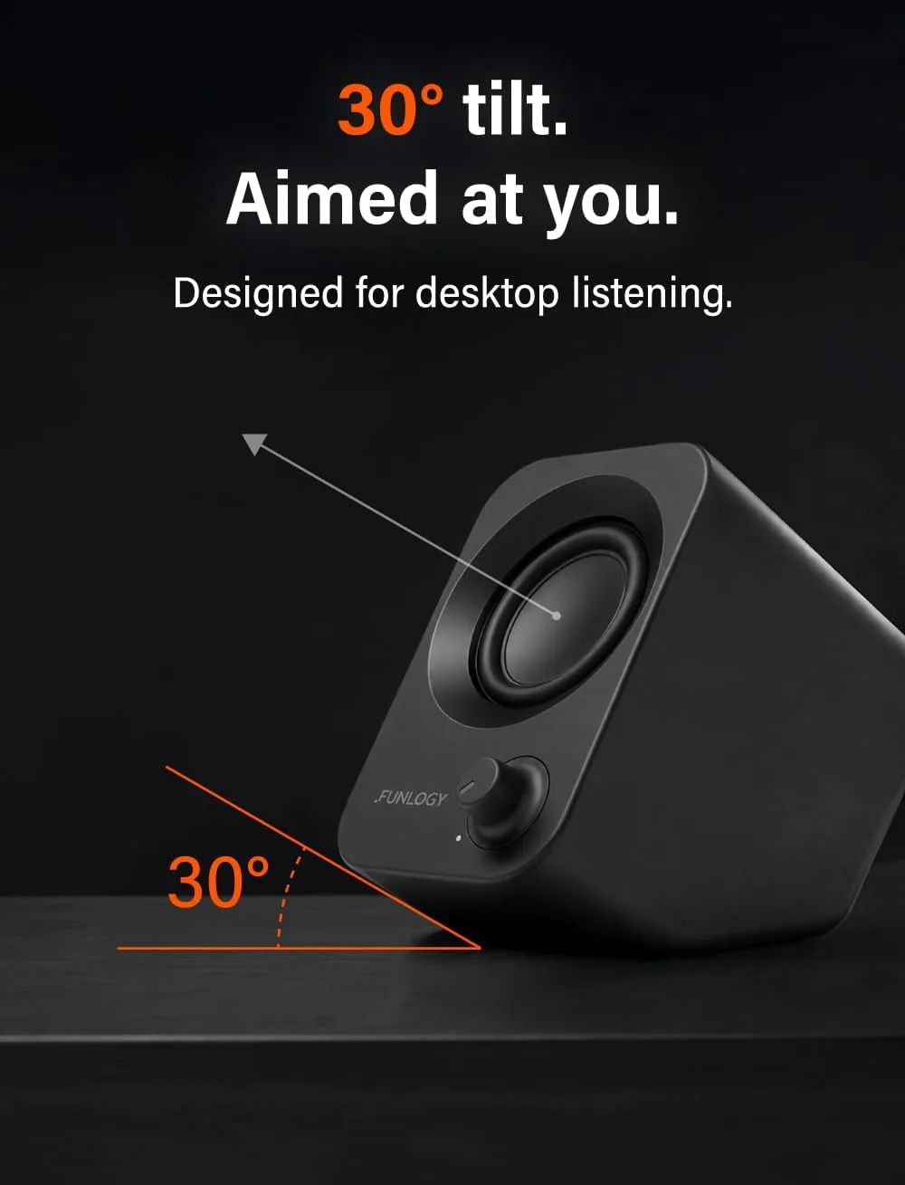 FUNLOGY Speaker Plus - 14W Stereo PC Speakers, Dual Amplifiers & DSP Tuned, USB-C Powered, 3.5mm AUX, Compact Desktop Speakers with 30° Tilt, for PC, Laptop, Monitor & Gaming,Black