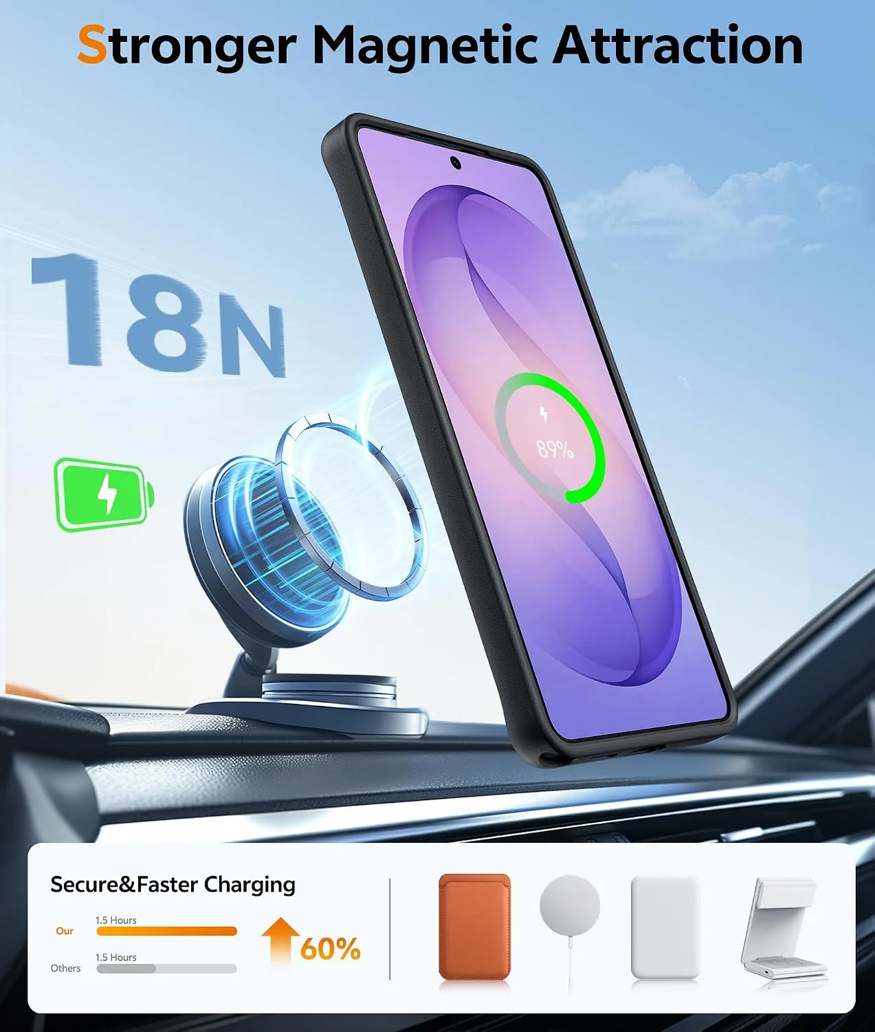for Samsug Galaxy S26 Ultra Case with 360 Rotatable Magnetic Invisible Stand, [Screen Protector] Fits for MagSafe, Mil-Grade Shockproof Translucent Matte Phone Cover, 6.9", Black