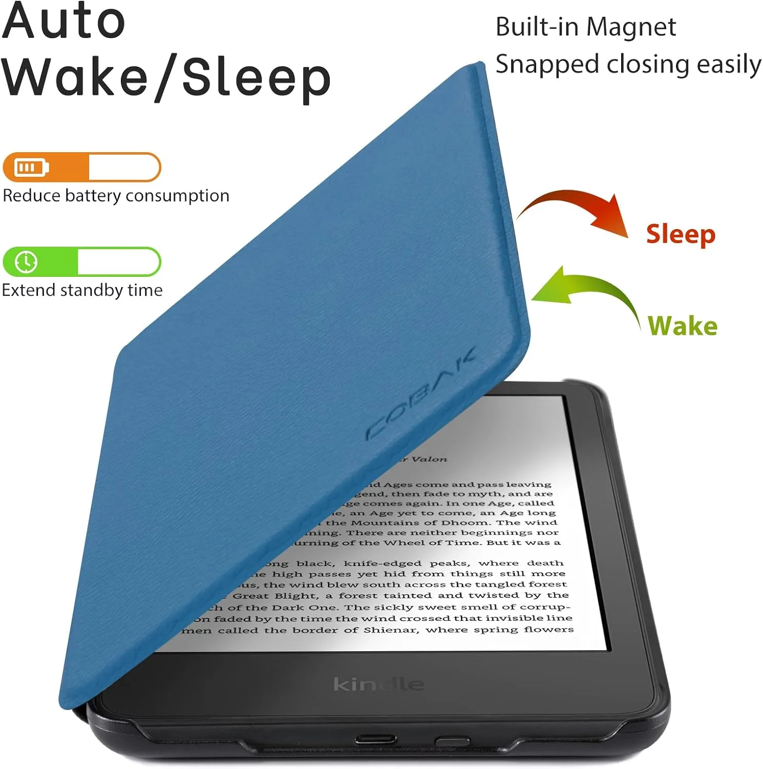 CoBak Case for All New 6 Inch Kindle 2024 and 2022 (11 Generation) - PU Leather Smart Cover, Auto Sleep and Wake, Premium Protective Case for Kindle Basic