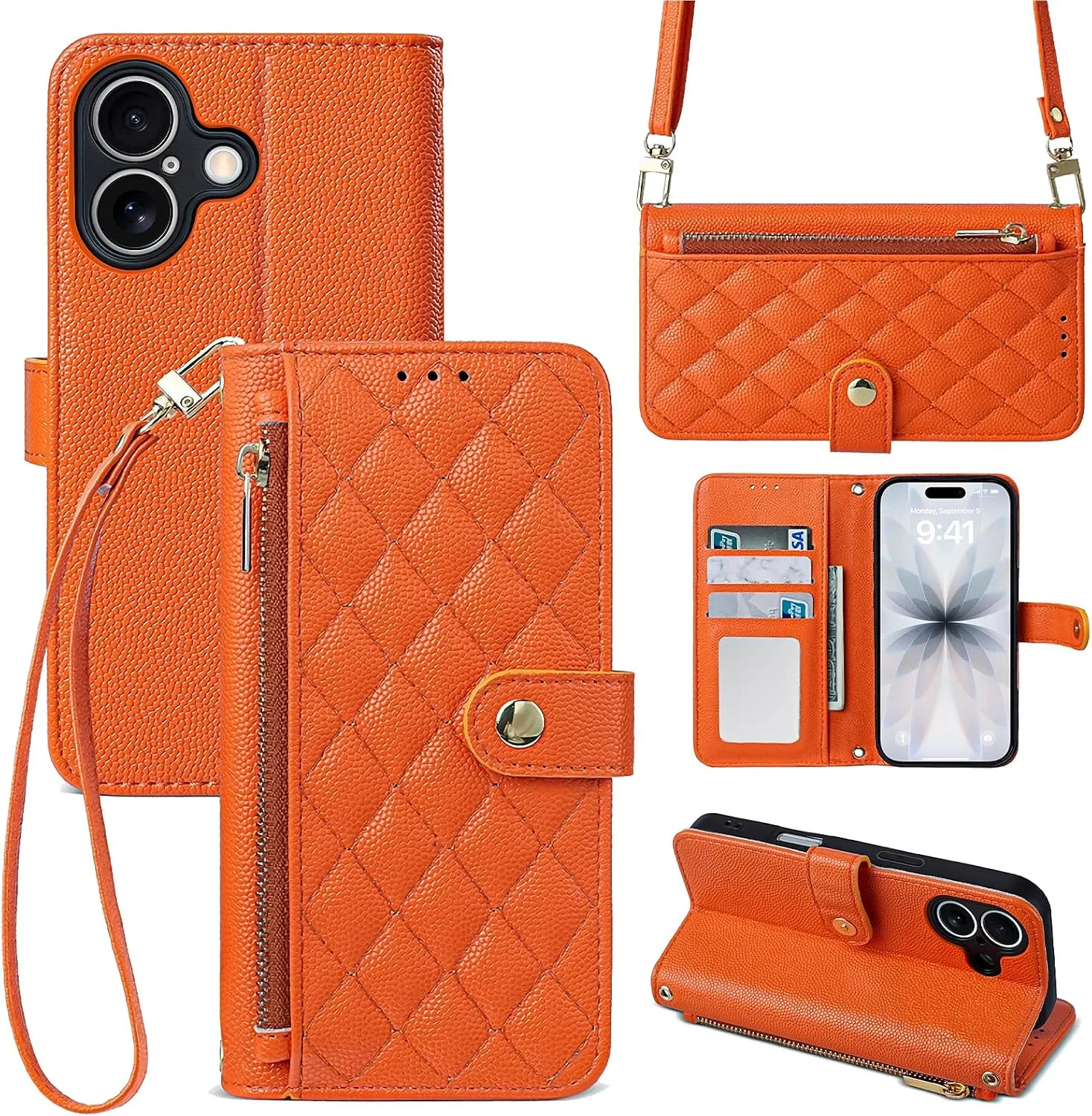 Wallet Phone Case Crafted for iPhone 17 Orange