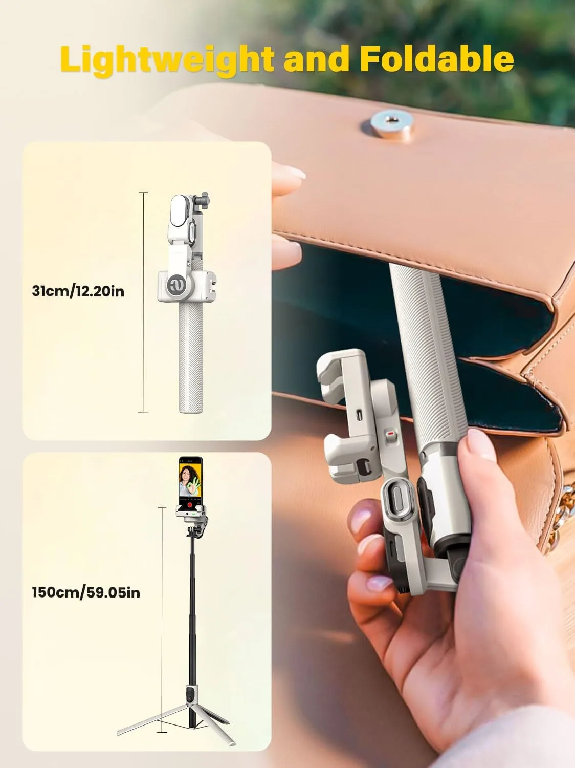 AOCHUAN M2PRO White Smartphone Gimbal Stabilizer, 4-in-1 Phone Stabilizer