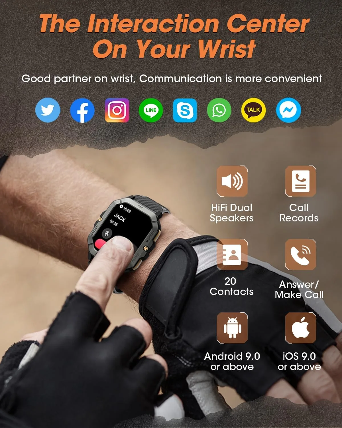 Military Smart Watches for Men (Answer/Make Calls), 2.02'' Fitness Smart Watch for Android and iPhone, Waterproof Fitness Tracker with Blood Pressure/Heart Rate/Sleep/100+ Sport Modes, Watches for Men