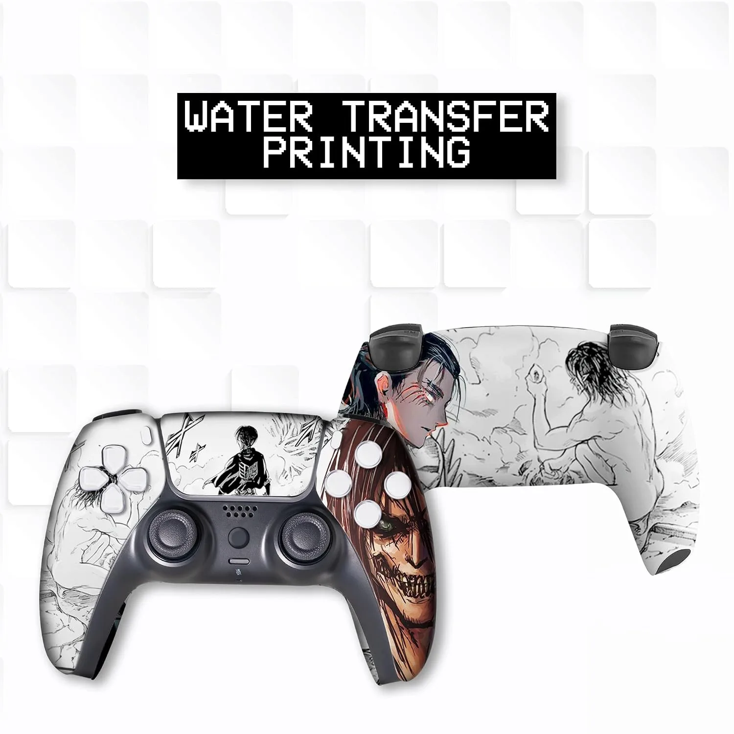 Attackk on Tittan Custom PS-5 Controller Wireless compatible with Play-Station 5 Console by BCB Controllers | Proudly Customized in USA with Permanent HYDRO-DIP Printing (NOT JUST A SKIN) (MODDED).