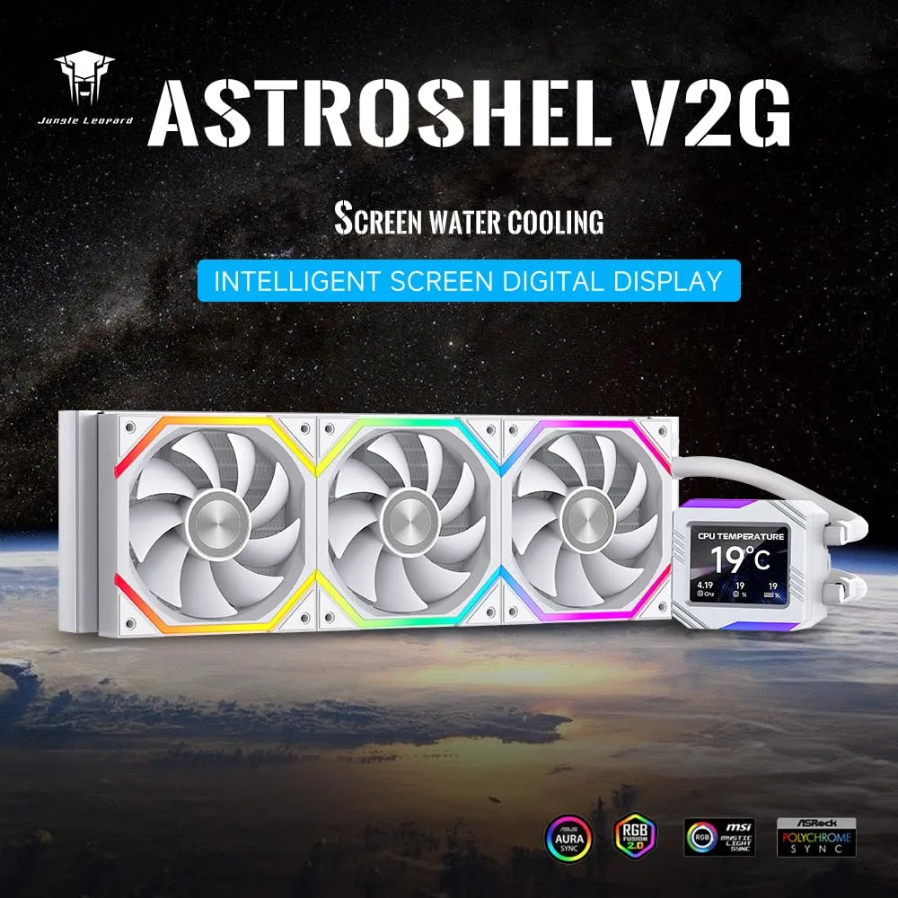 Astroshel V2G 360 Argb Water Cooling CPU Cooler|3 * 120mm PWM Fans with 2000RPM|Customizable LCD Digital Display Screen|for Intel LGA1851/1700/1200/115X AMD AM4/AM5(White-360mm)