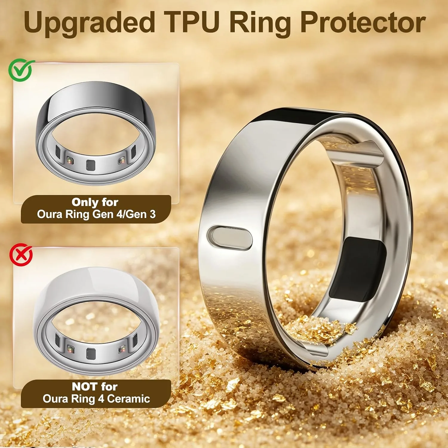 4 Pack Upgraded Ring Covers Compatible with Oura Ring Gen 4/Gen 3 Size 6