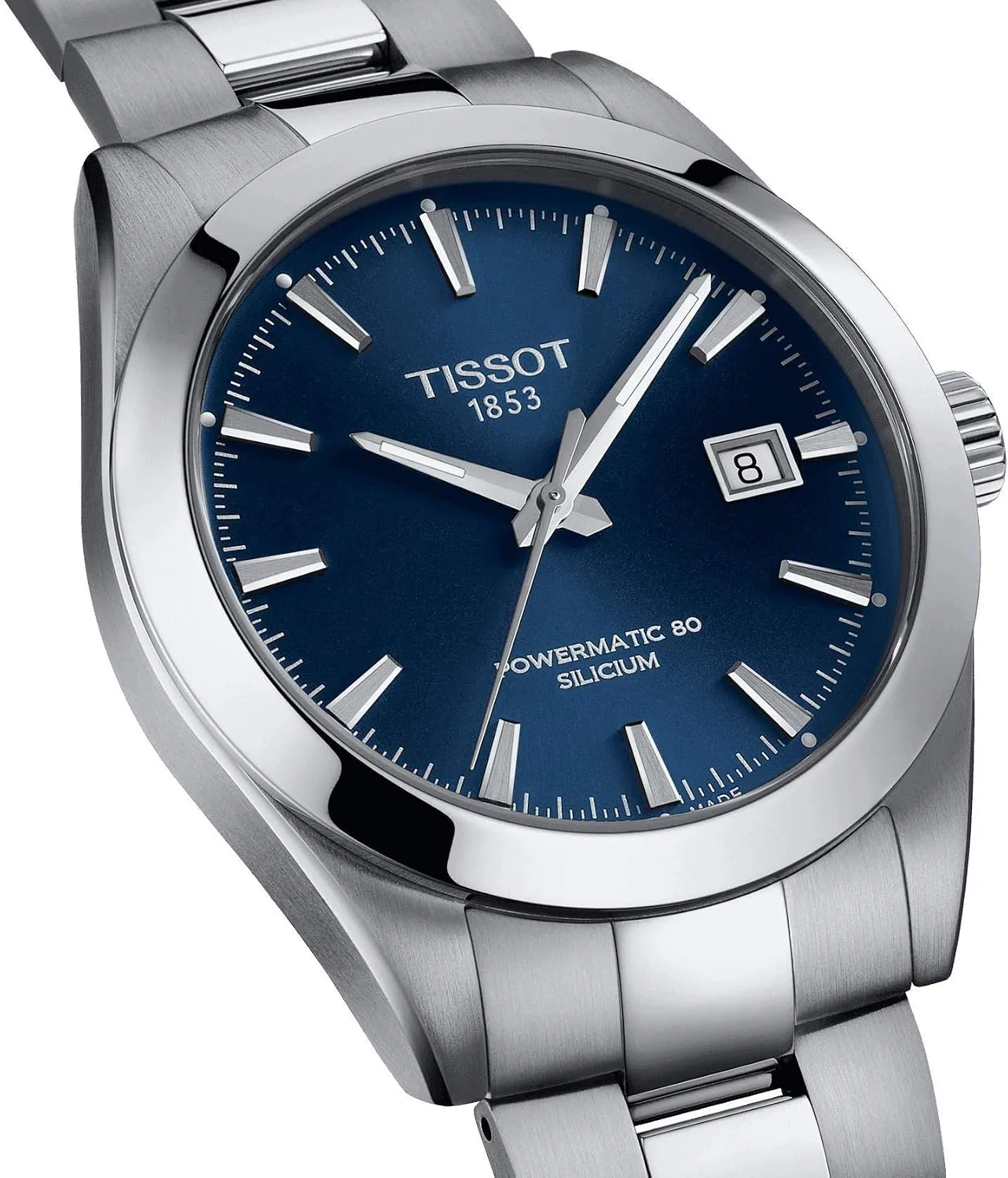 Tissot mens Gentleman Stainless Steel Dress Watch Grey T1274071104100