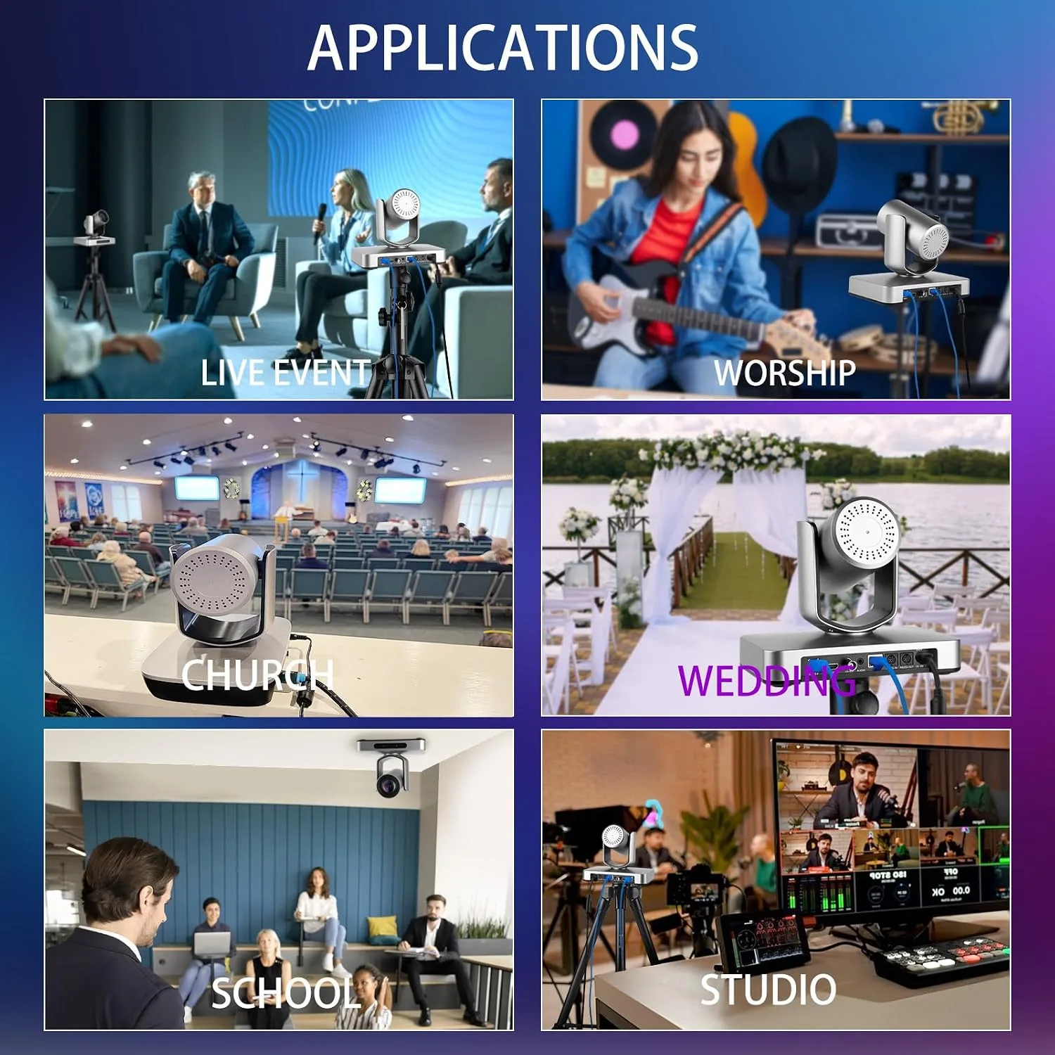 4K HDMI PTZ Camera NDI with 12X, SDI AI AUTO Tracking PTZ Camera with IP Live Streaming for Church Worship Live Events, PoE Support(AV4KN Silver)