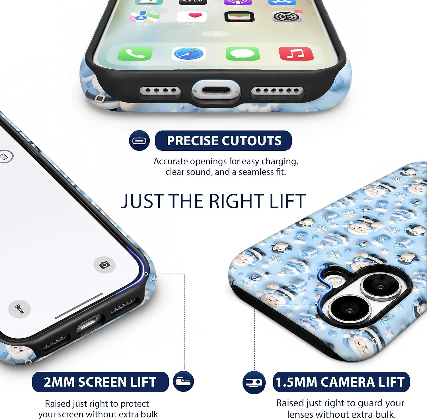 Magnetic for iPhone 16 Plus Baby Blue Phone Case, Cute Christmas