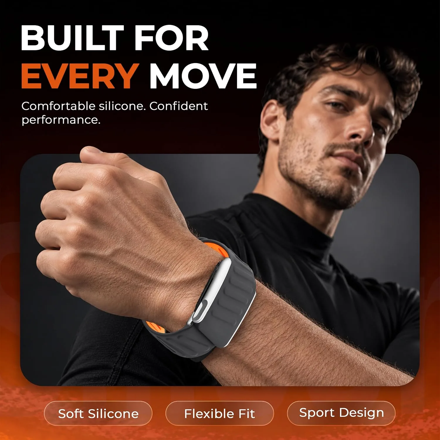 DADO Silicone Sport Replacement Band Compatible with WHOOP 5.0, One, Peak, and Life Fitness Tracker – Breathable, Durable & Comfortable | Not for Whoop Gen 4