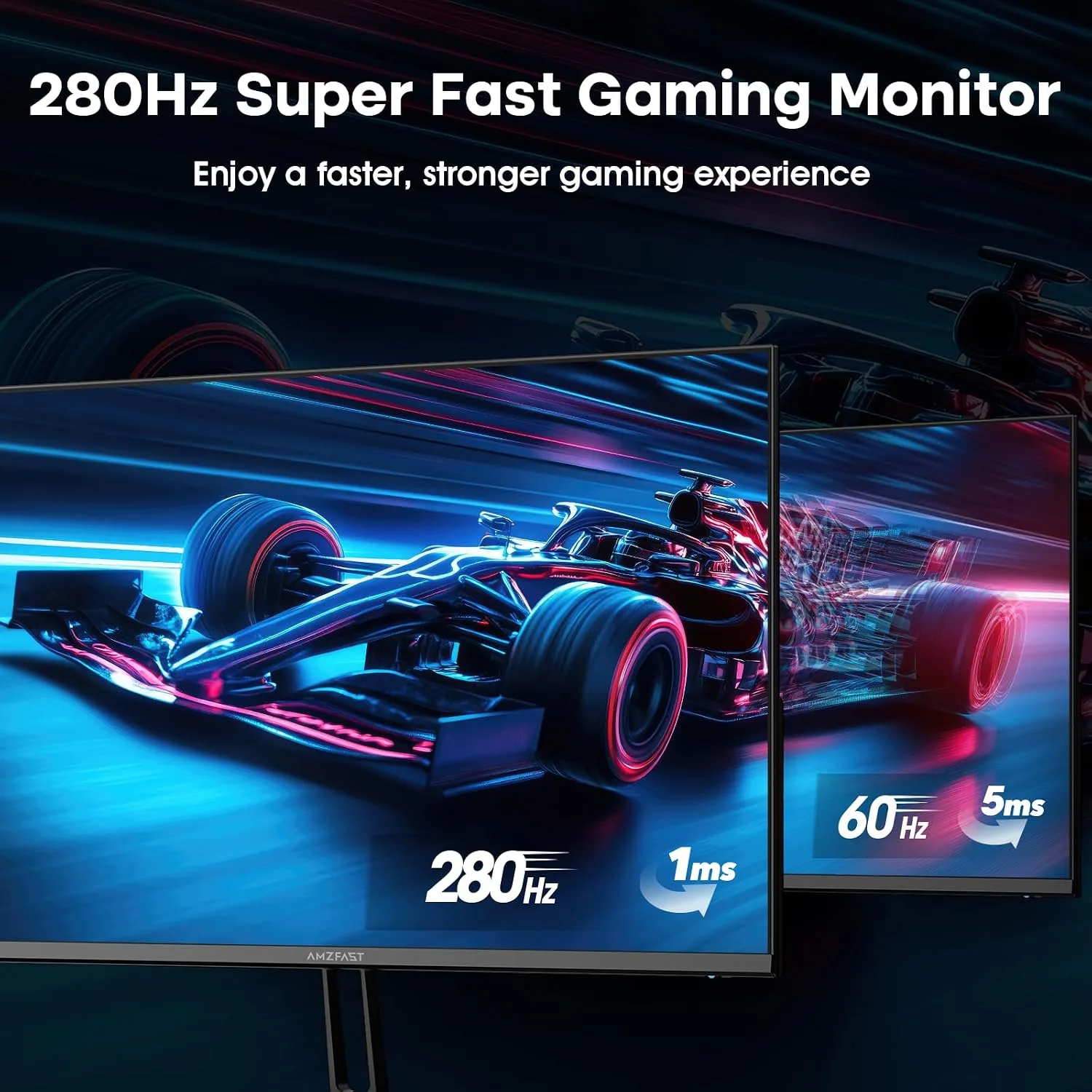 Amzfast 24.5 Inch 280Hz/240Hz Gaming Monitor FHD 1080p Monitor, 1ms Adaptive Sync, 3000:1, 126% sRGB, 93% DCI-P3, TÜV Rheinland Eye Care, HDMI 2.0 x 2 & DP 1.4 x 2, AMZG25X1 Pro