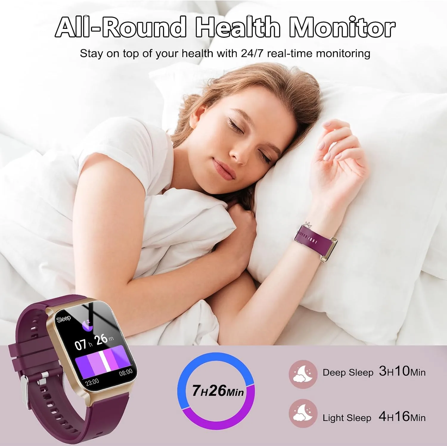 STECEi Smart Watch for Men Women Bluetooth Call, 1.85" HD Screen Smartwatch with Heart Rate/Sleep Monitor, 110+ Sport Modes Activity Trackers IP68 Waterproof, Fitness Watch for Android, Magenta Purple