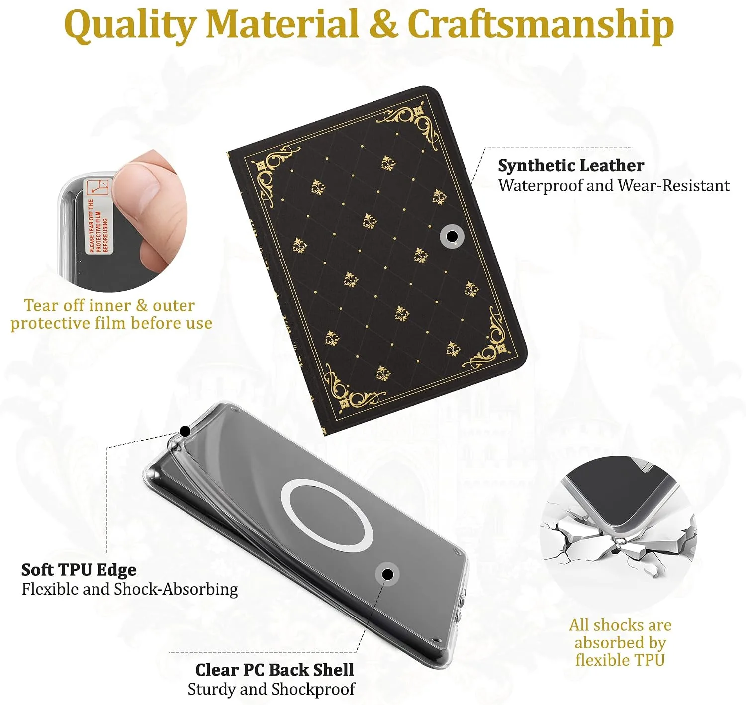 Magnetic Book Cover Case for 7'' Kindle Paperwhite & Colorsoft