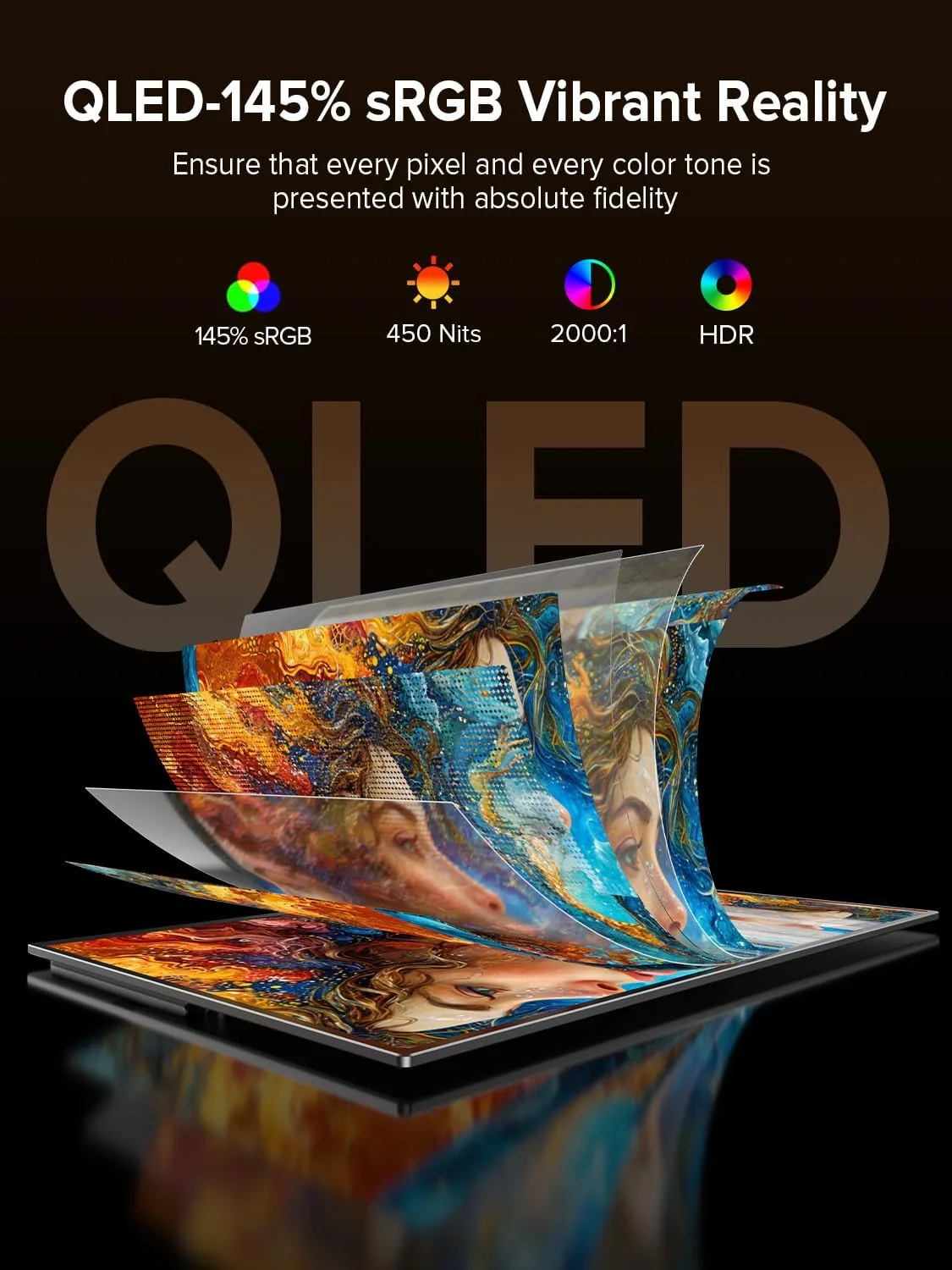 UPERFECT 24" 144Hz Portable Monitor, QLED 145% sRGB 450Nits Gaming Monitor