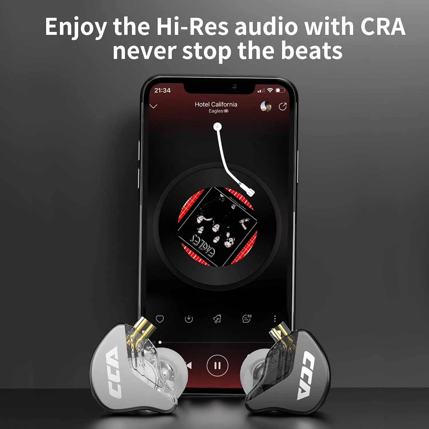 CCA CRA in Ear Monitor, Ultra-Thin Diaphragm Dynamic Driver IEM Earphones, Clear Sound & Deep Bass in Ear Headphones, Wired Gaming Earbuds with 2 Pin Detachable Cable for Singer Musicians Drummers