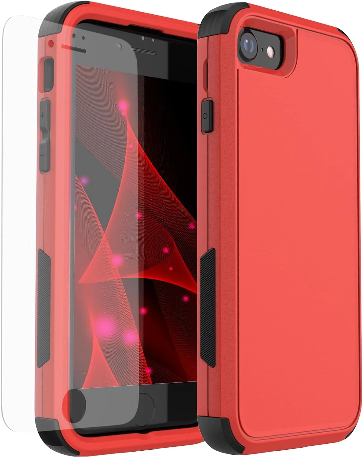 Funda para celular X-belmox Heavy Duty para iPhone SE 3ra generación 4.7", Rojo/Negro