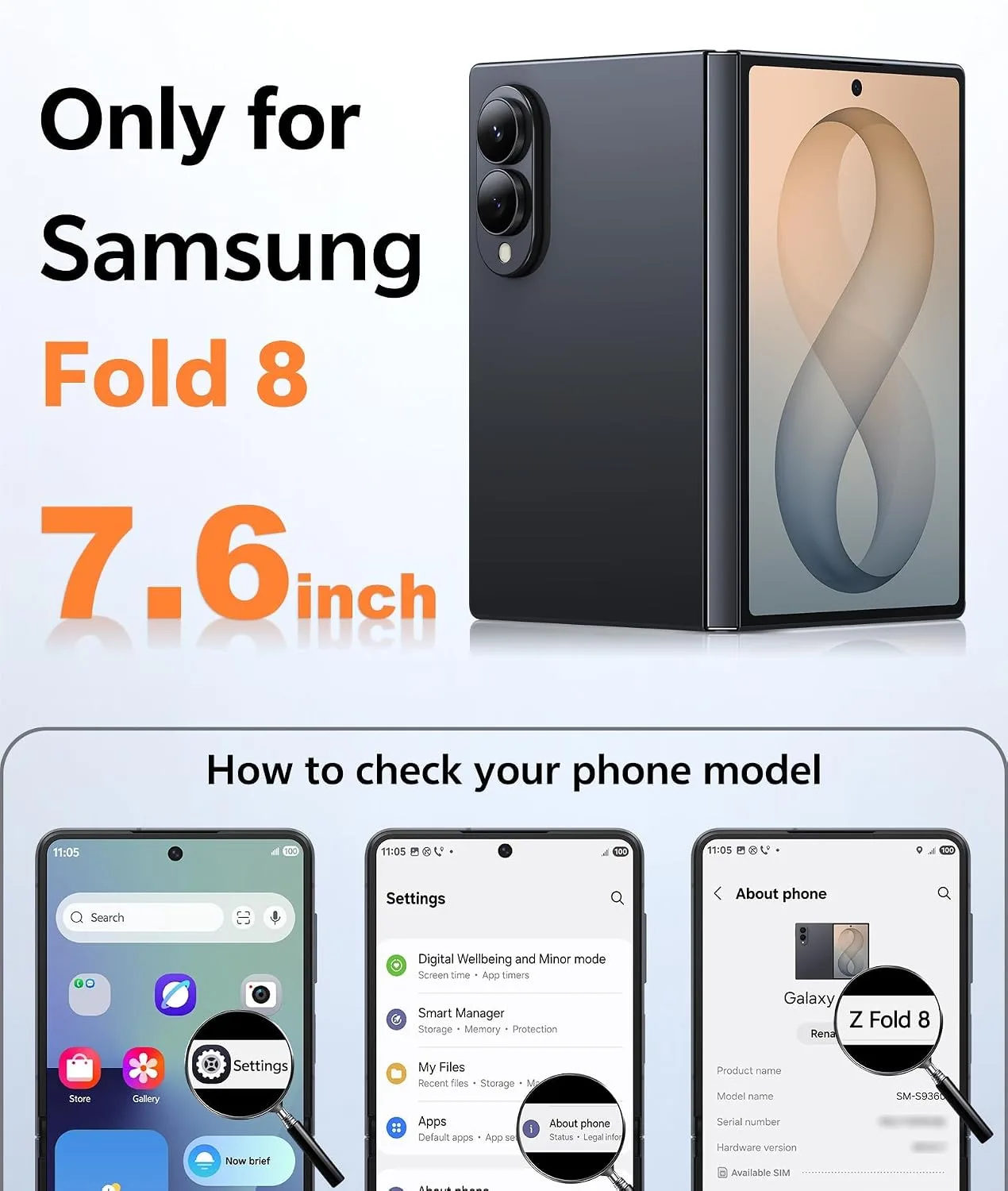 FNTCASE for Samsung Galaxy Z Fold 8 Case Fit for MagSafe Blue