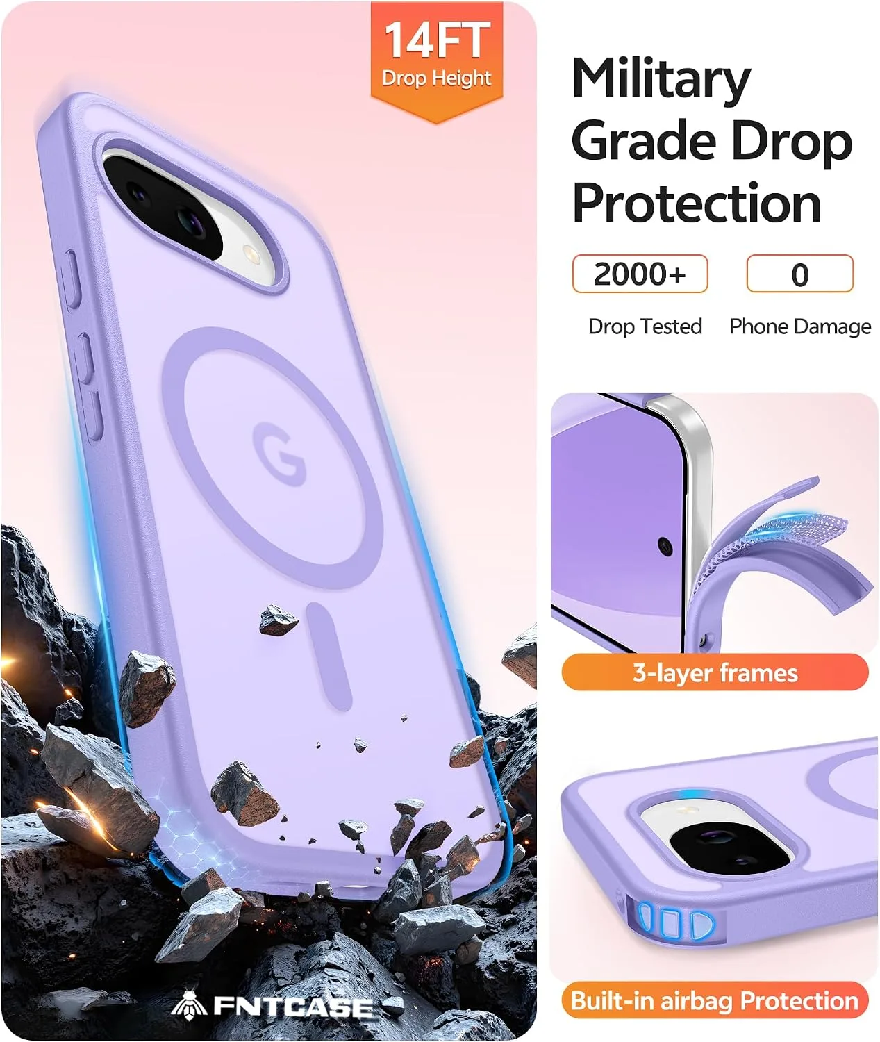 FNTCASE for Google Pixel 10a Case, Fit for Magsafe, Light Purple