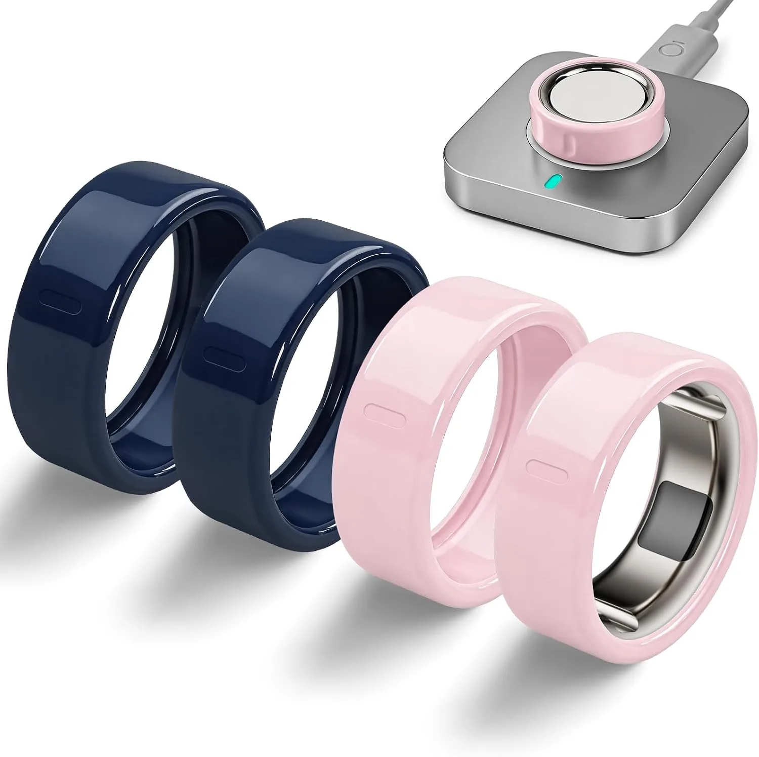 4 Pack Ring Cover Compatible with Oura Ring Gen 4/Gen 3 Horizon/Heritage, (2Petal+2Midnight, Size 10)