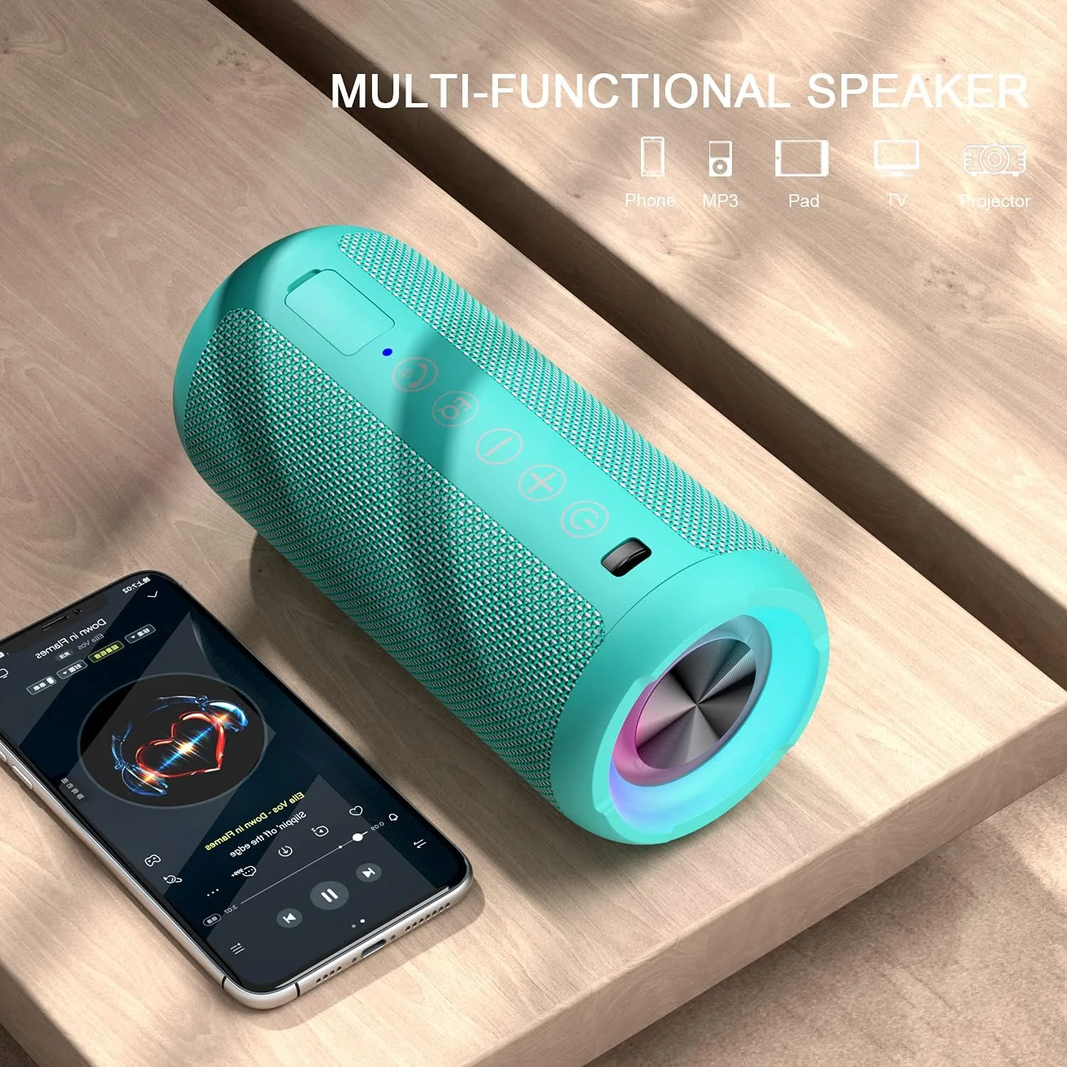 Ortizan X10 Portable Bluetooth Speaker, IPX7 Waterproof, Wireless, Teal