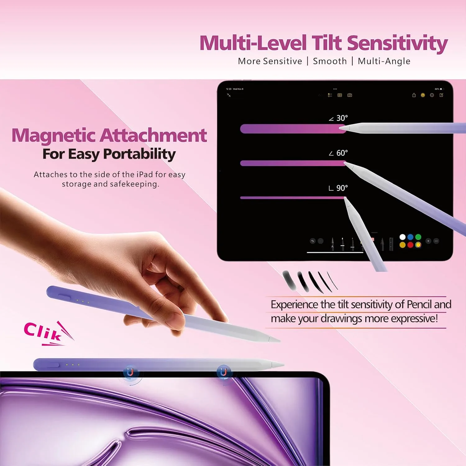 Stylus Pen for iPad,14Mins Fast Charge for Apple Pencil,Palm Rejection,Tilt Sensitivity, Pen for iPad11/10/9/8/7/6, Pro 12.9"/11"/13" M4, Mini 6/5, Air 5/4/3/11"-13" M2/M3 with Polishing Cloth