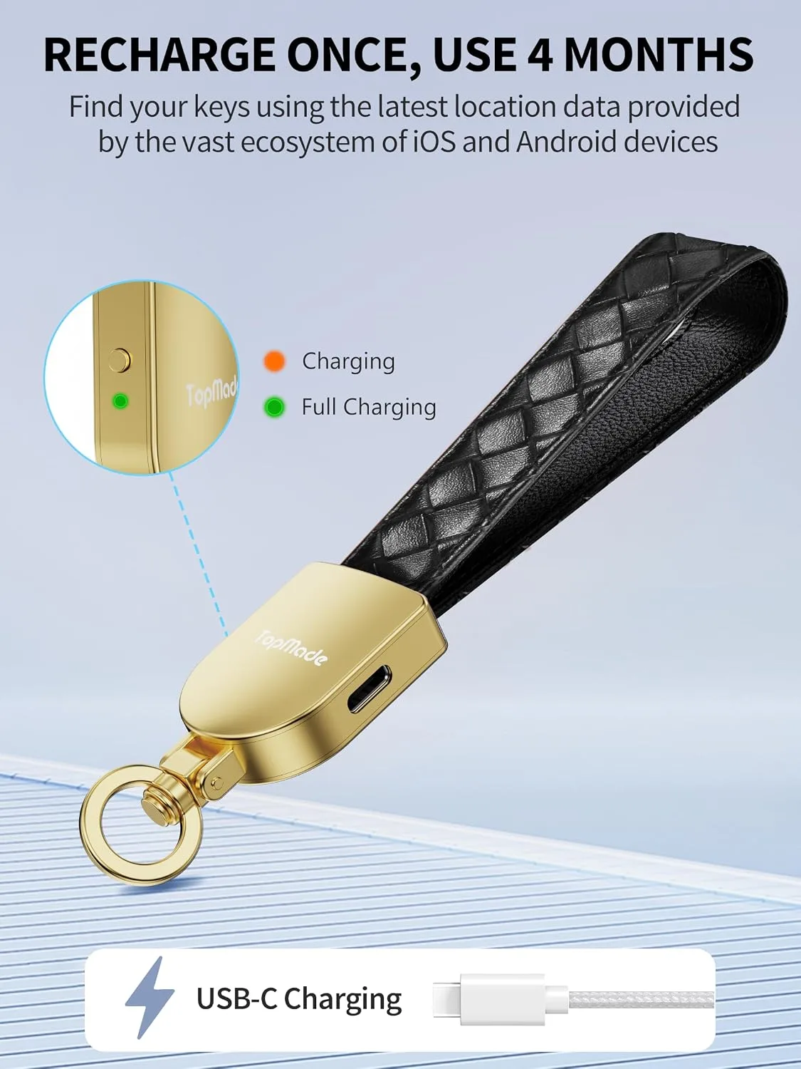 Smart Keychain Tracker (iOS & Android), Car Key Chains Finder, Black & Gold
