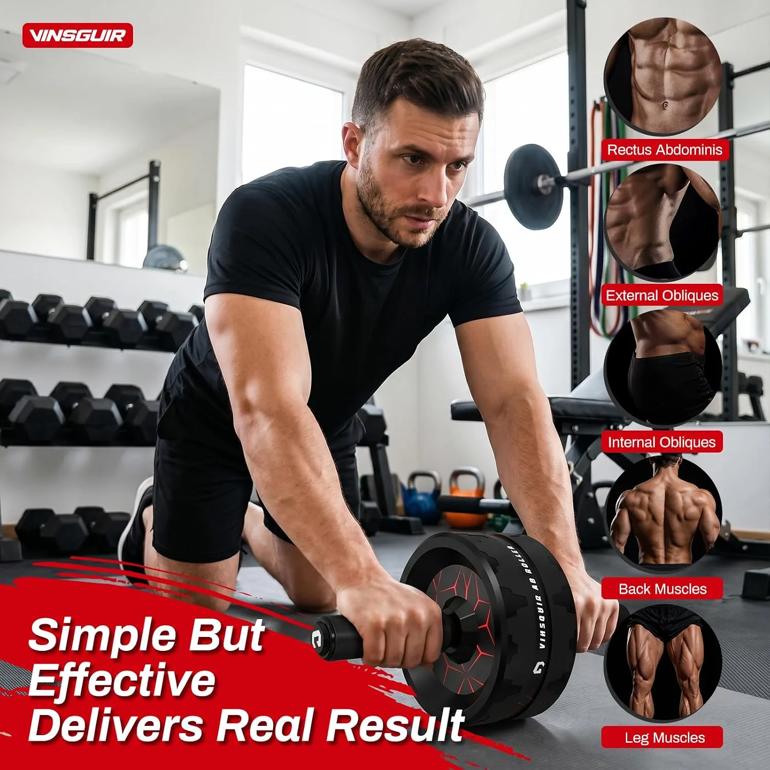 Ab Roller Wheel for Home Gym, Abs & Core Strength Workout with Knee Pad Set
