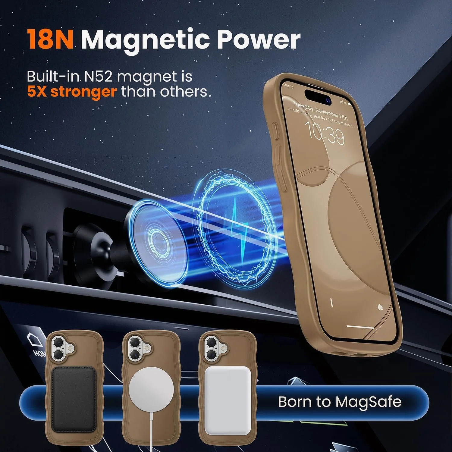 toushion for iPhone 17 Case Cute Brown Wave Edge