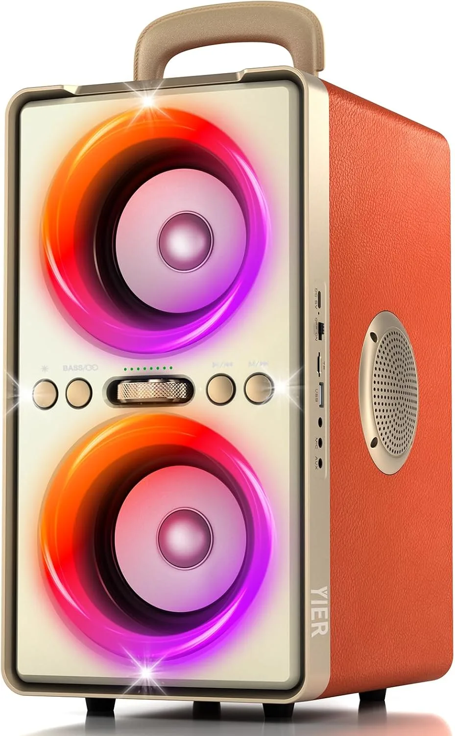 YIER Bluetooth Speaker, 240W Peak Loud Party Speakers with Deep Bass,Orange